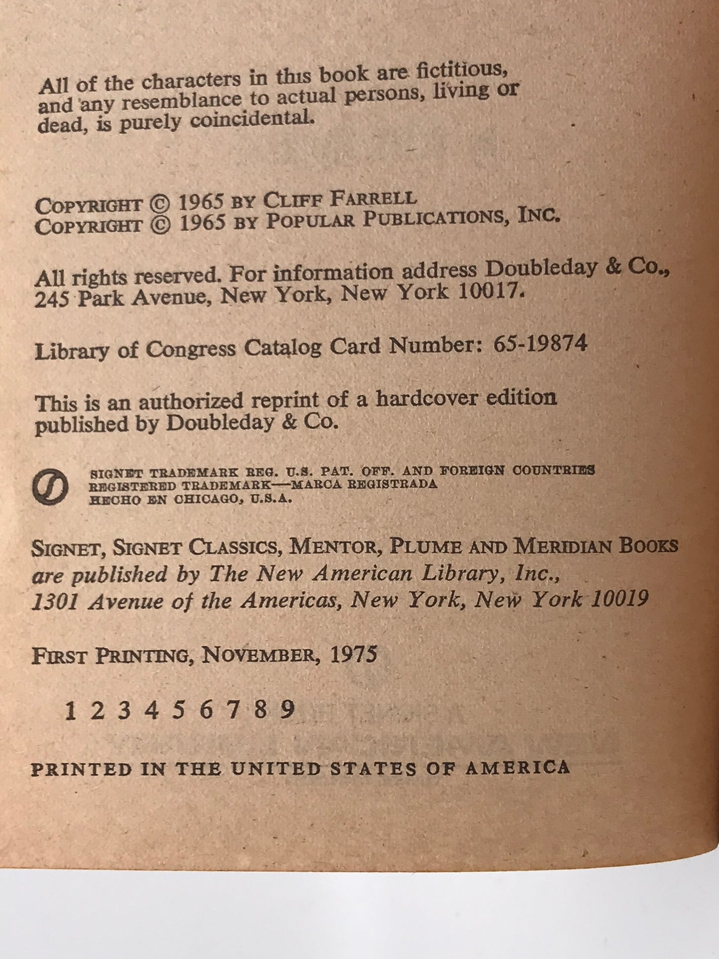 Cross-Fire SIGNET Paperback Cliff Farrell CW01