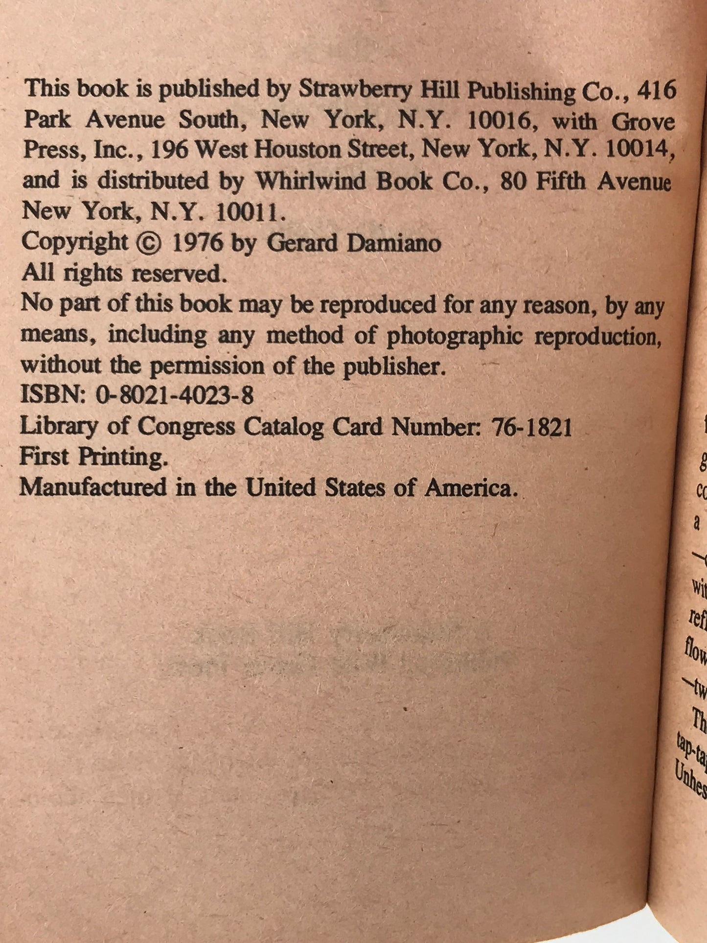 Story Of Joanna GROVE PRESS Paperback Gerard Damiano A01