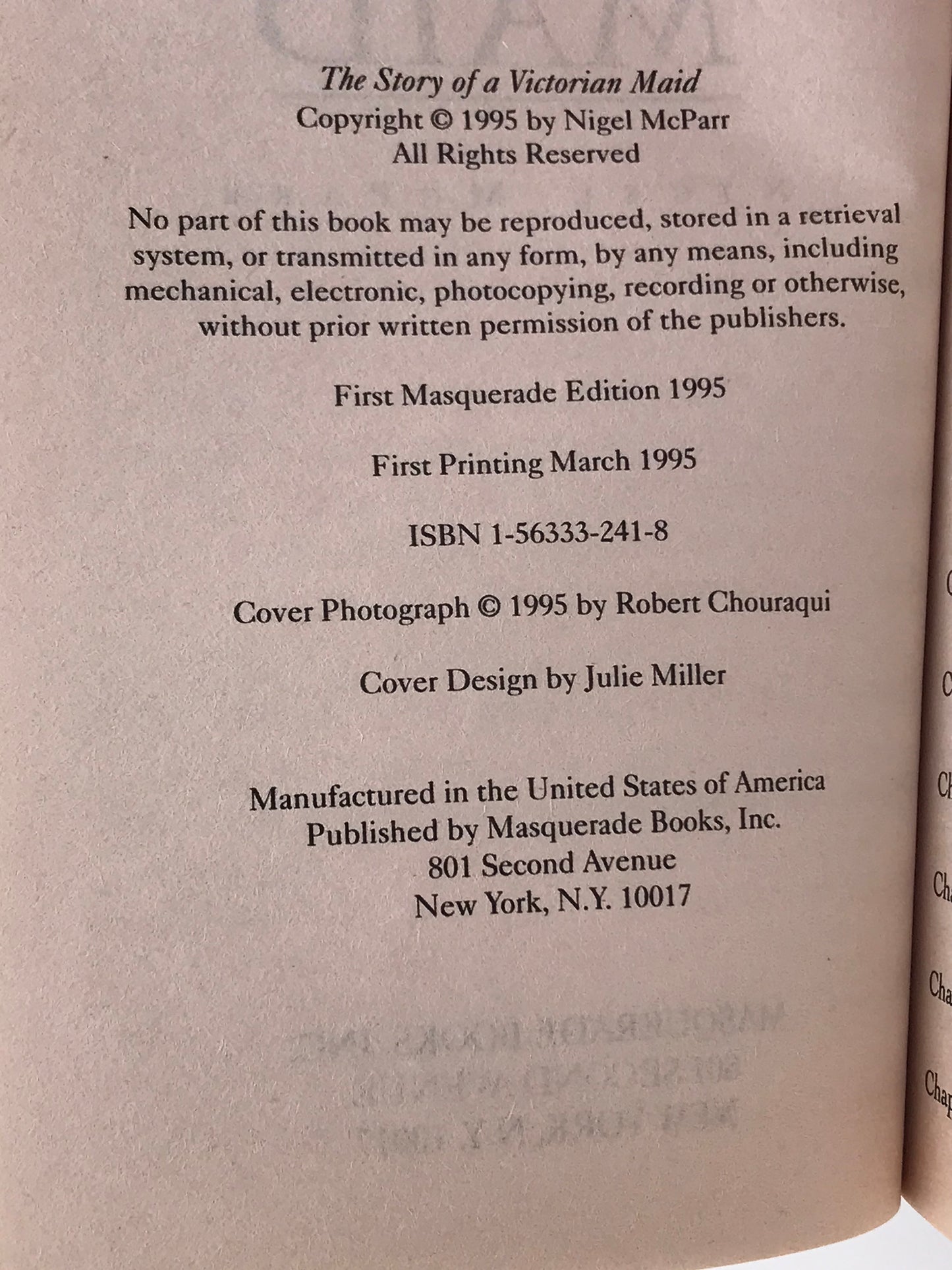 Story Of A Victorian Maid MASQUERADE Paperback Nigel McParr A01