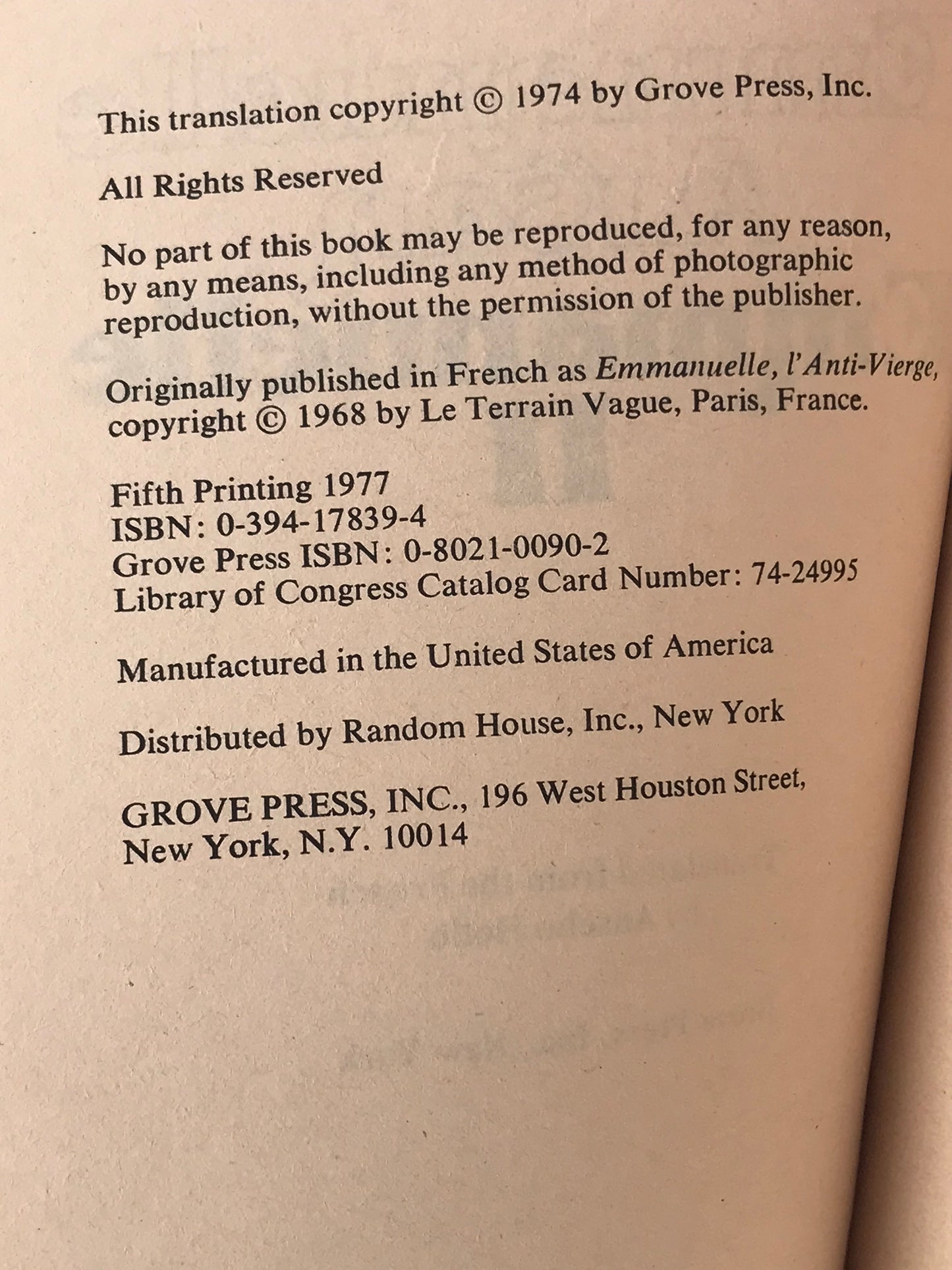 Emmanuelle II BLACK CAT/GROVE PRESS Paperback Emmanuelle Arsan A01
