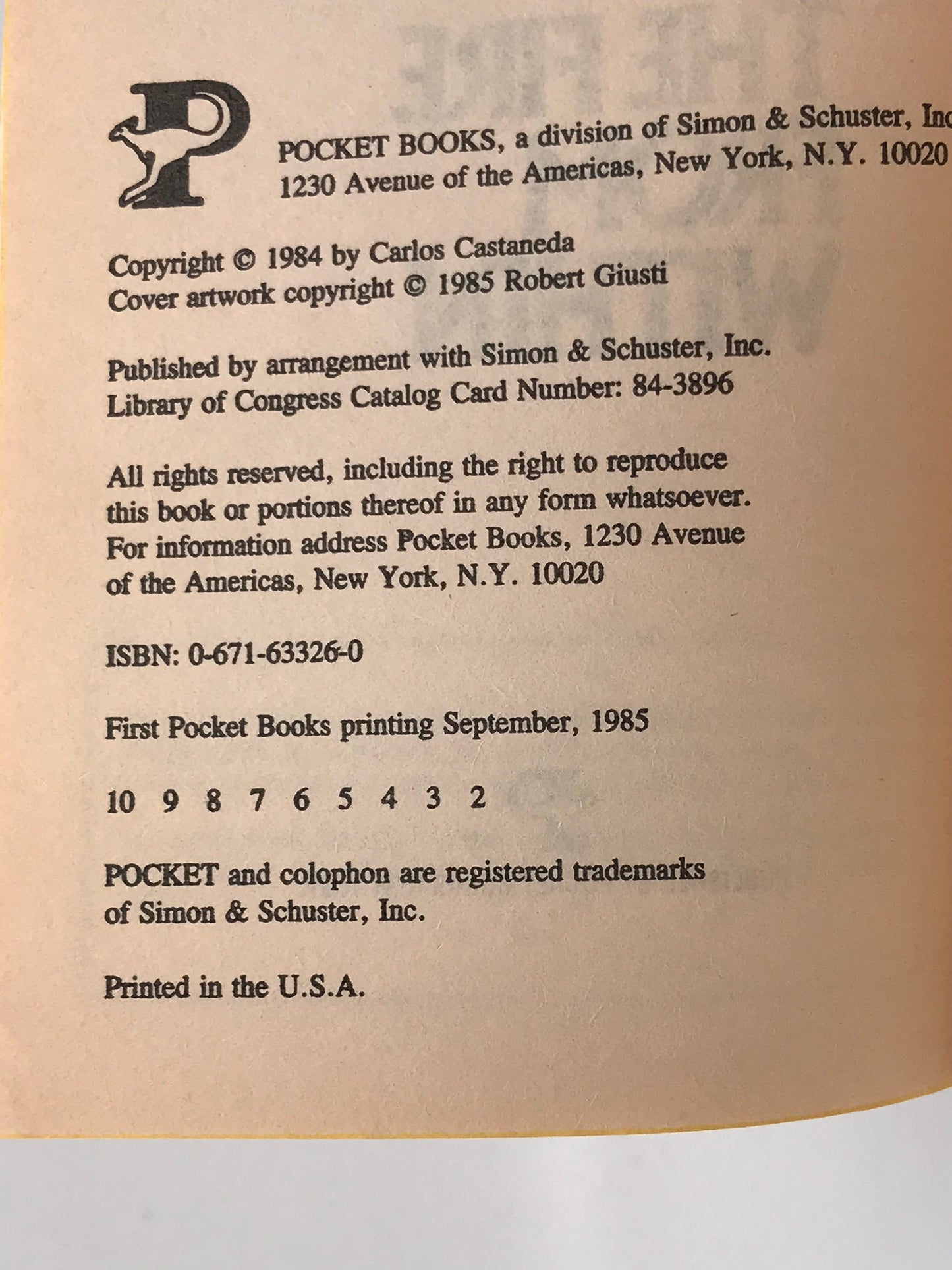 Fire From Within POCKET Paperback Carlos Castaneda SF02