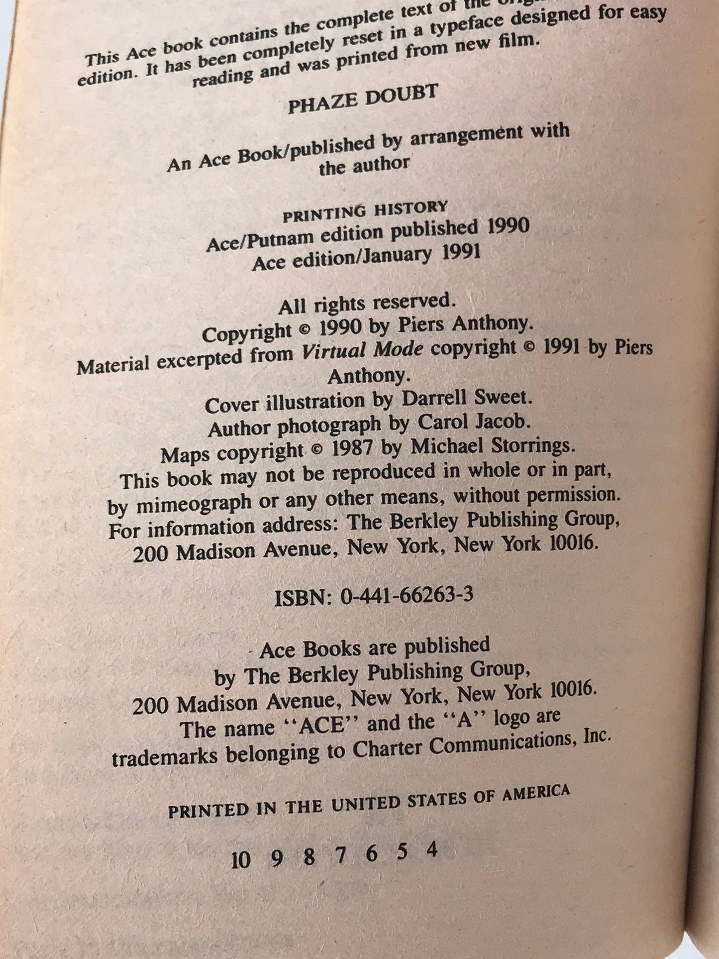 Phaze Doubt ACE Paperback Piers Anthony SF02