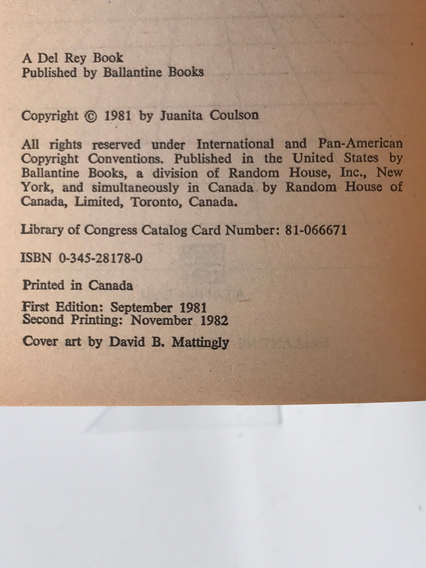 Tomorrow's Heritage DEL REY/BALLANTINE Paperback Juanita Coulson SF02