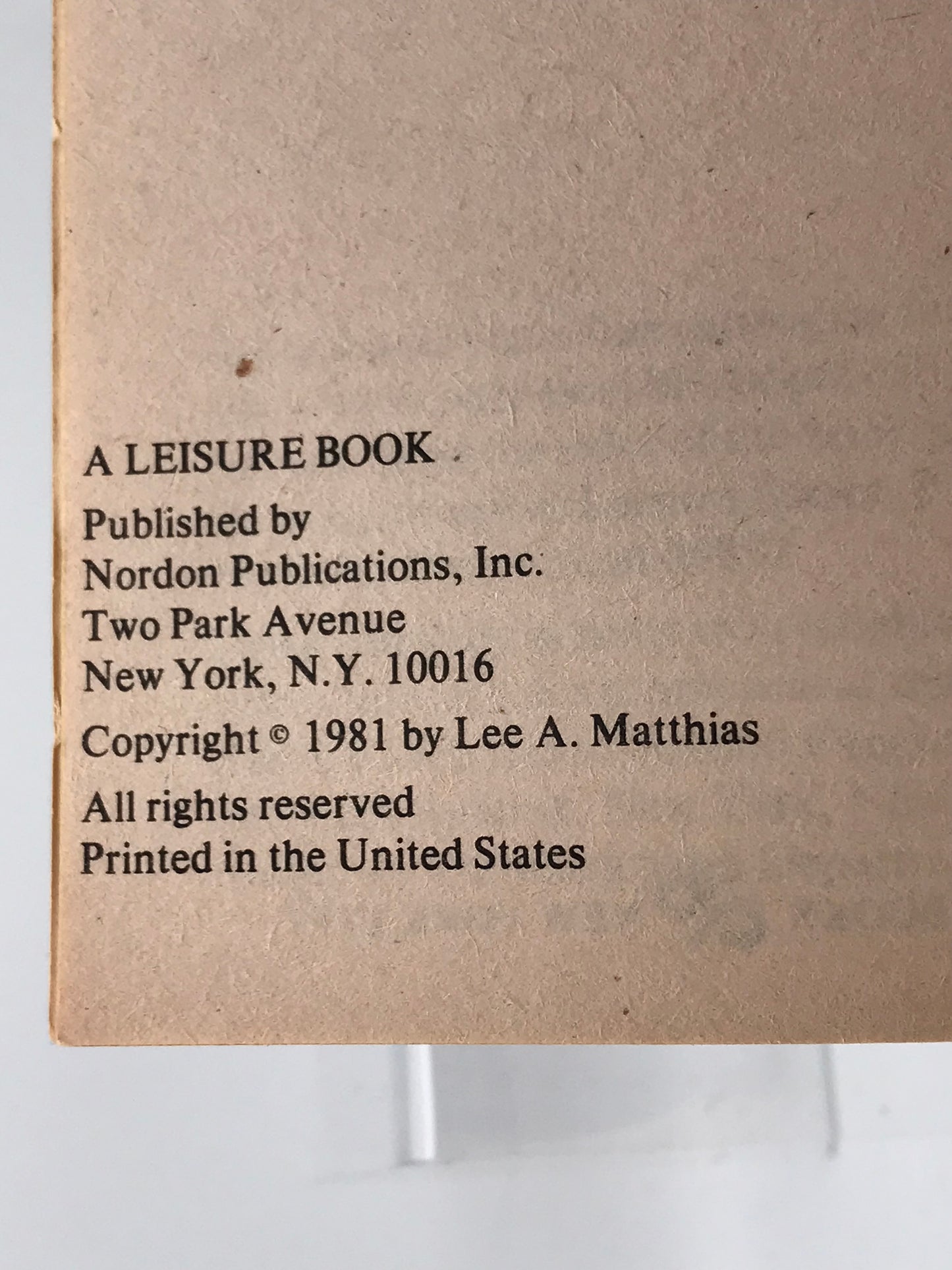 Pandora Plague LEISURE Paperback Lee A. Matthias ACH01