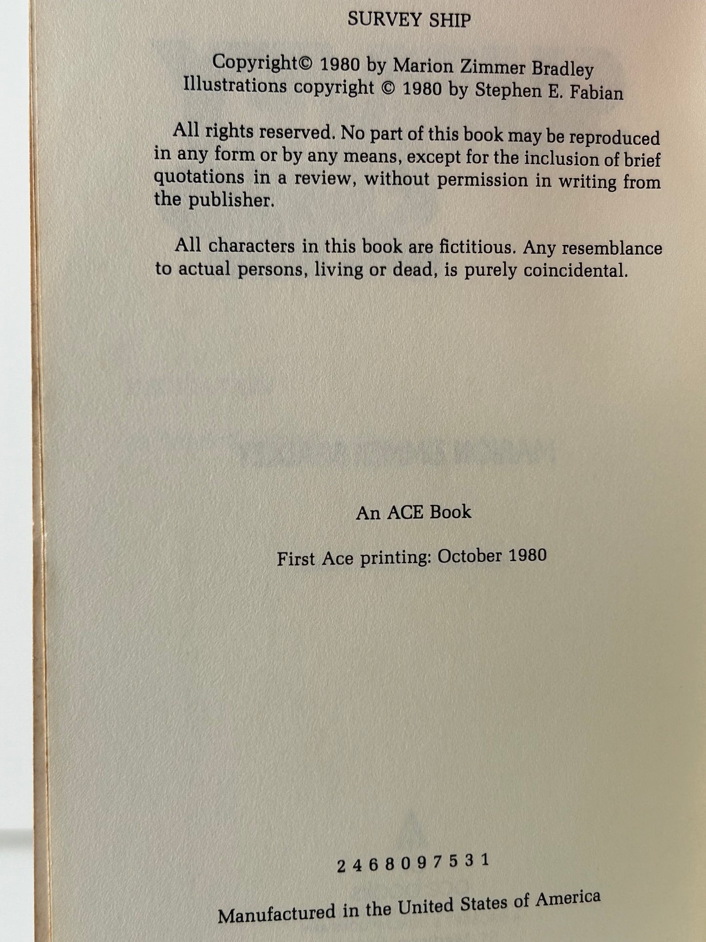 Survey Ship ACE Paperback Marion Zimmer Bradley EA1