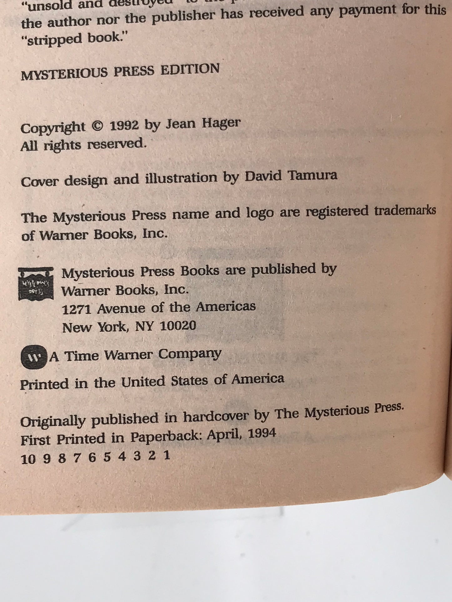 Ravenmocker MYSTERIOUS PRESS Paperback Jean Hager ACH01