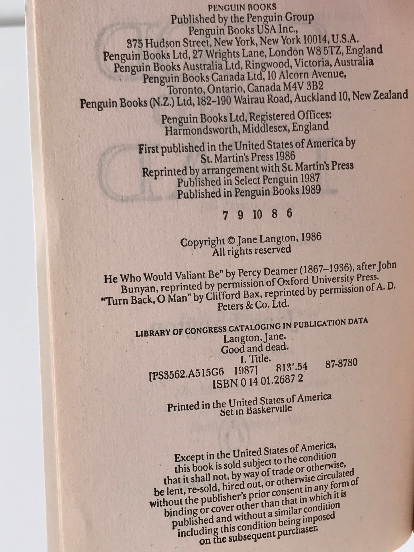 Good And Dead PENGUIN Paperback Jane Langton ACH01