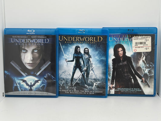 Underworld Awakening/Rise Of The Lycans/Evolution Lot of 3 BLU-RAY USED BR02