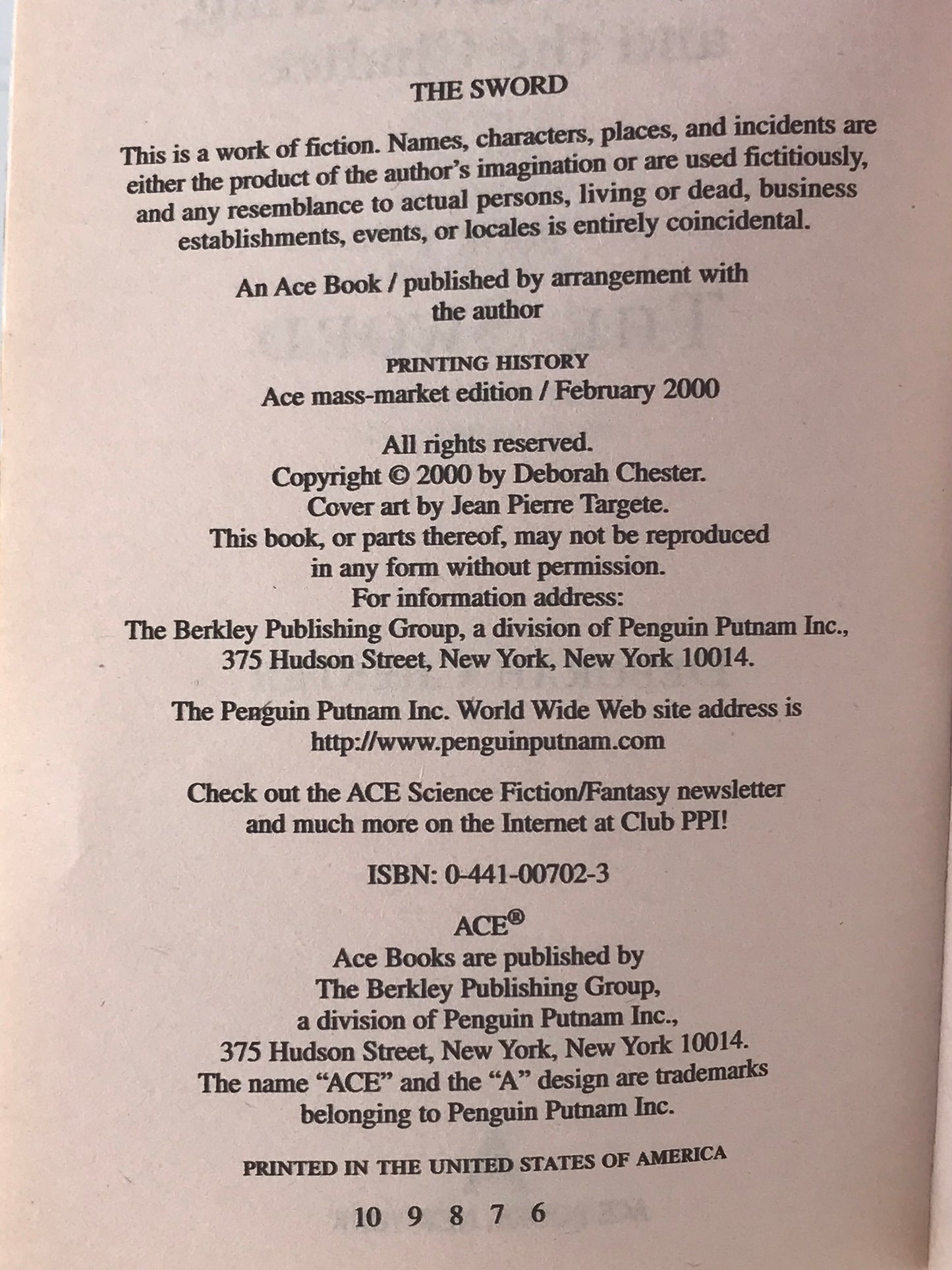 Sword ACE Paperback Deborah Chester SF03