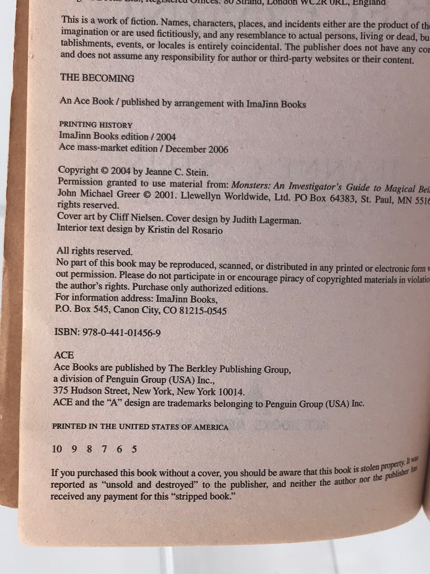 Becoming ACE Paperback Jeanne C. Stein SF03