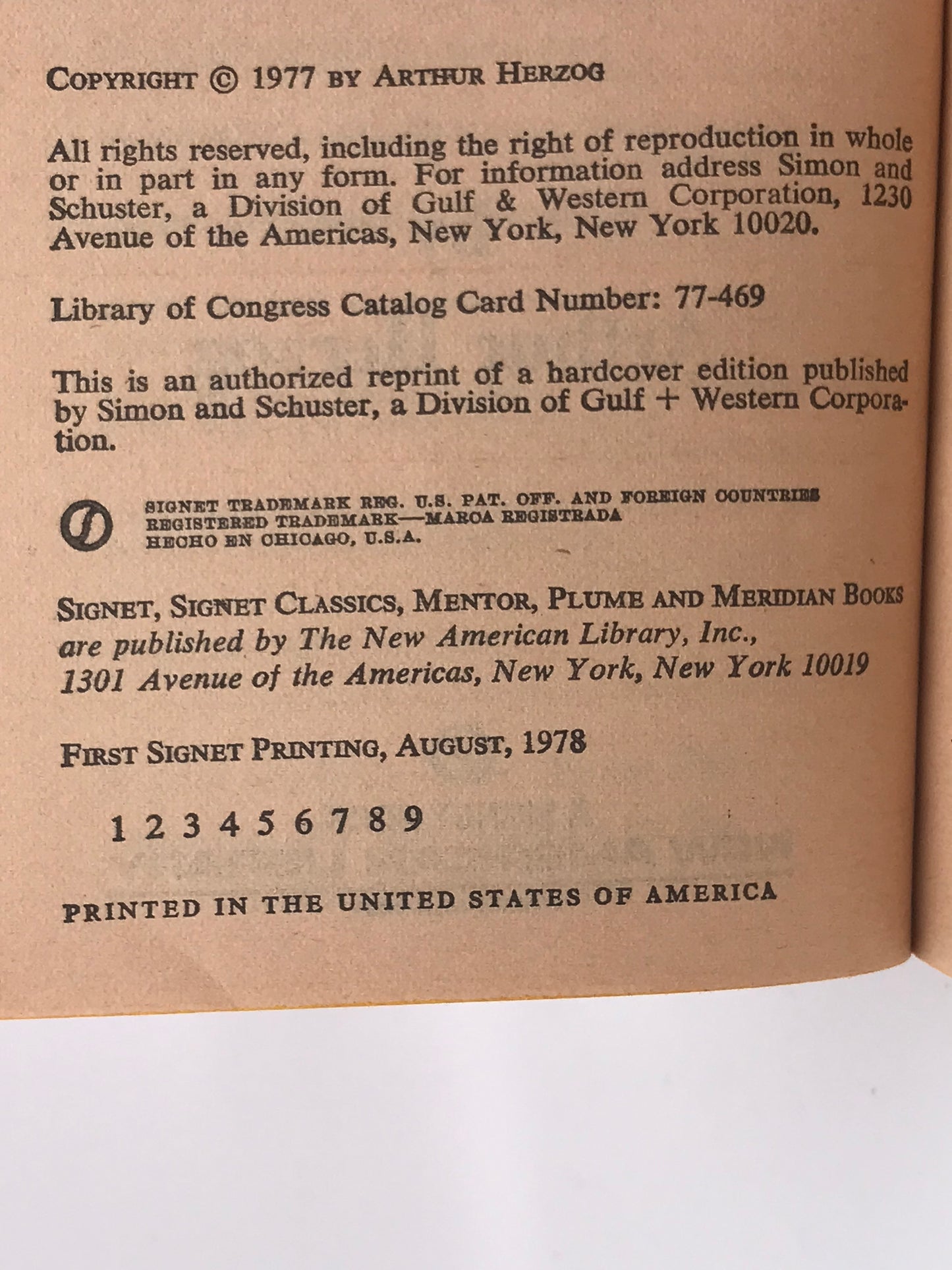 Heat SIGNET Paperback Arthur Herzog SF03