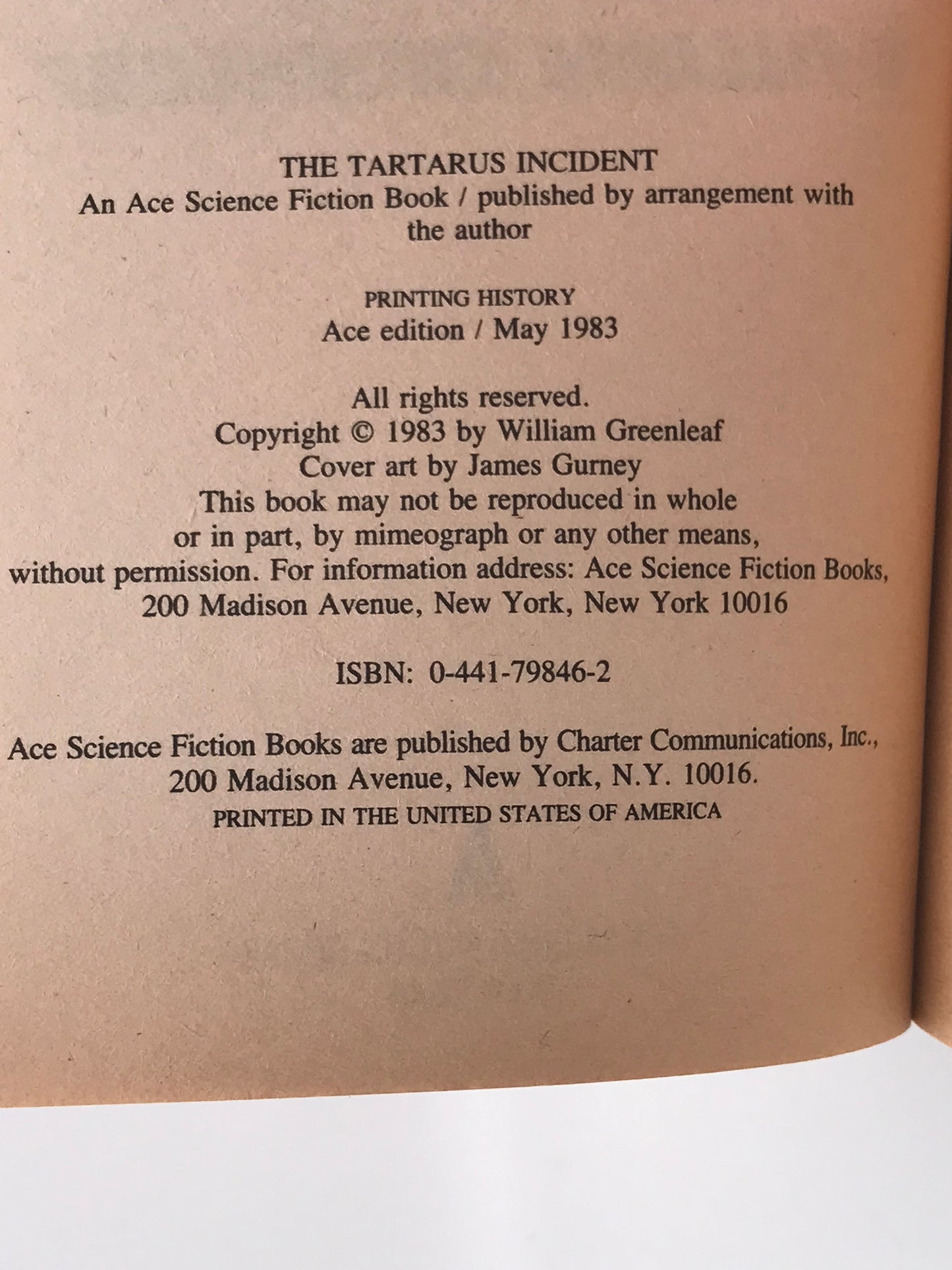 Tartarus Incident ACE Paperback William Greenleaf SF03