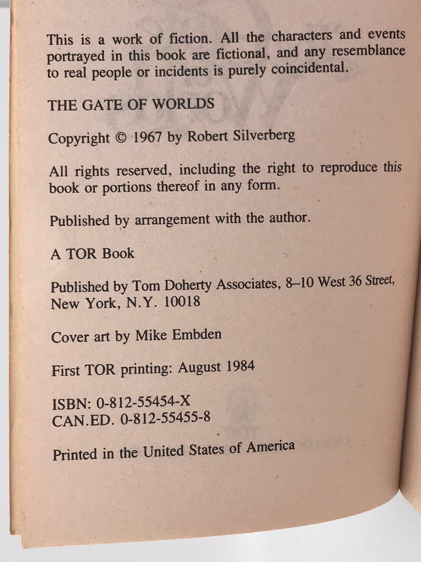 Gate Of Worlds TOR Paperback Robert Silverberg SF03