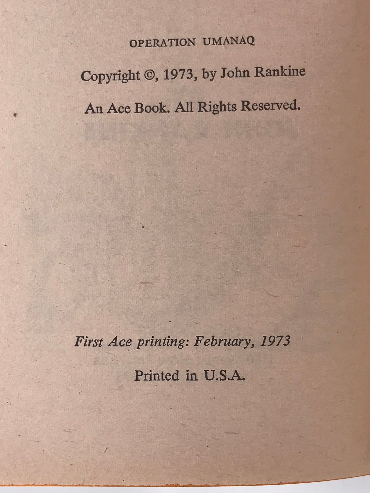Operation Umanaq ACE Paperback John Rankine SF03
