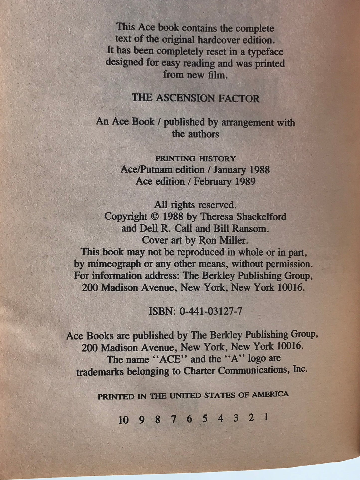 Ascension Factor ACE Paperback Herbert/Ransom SF03
