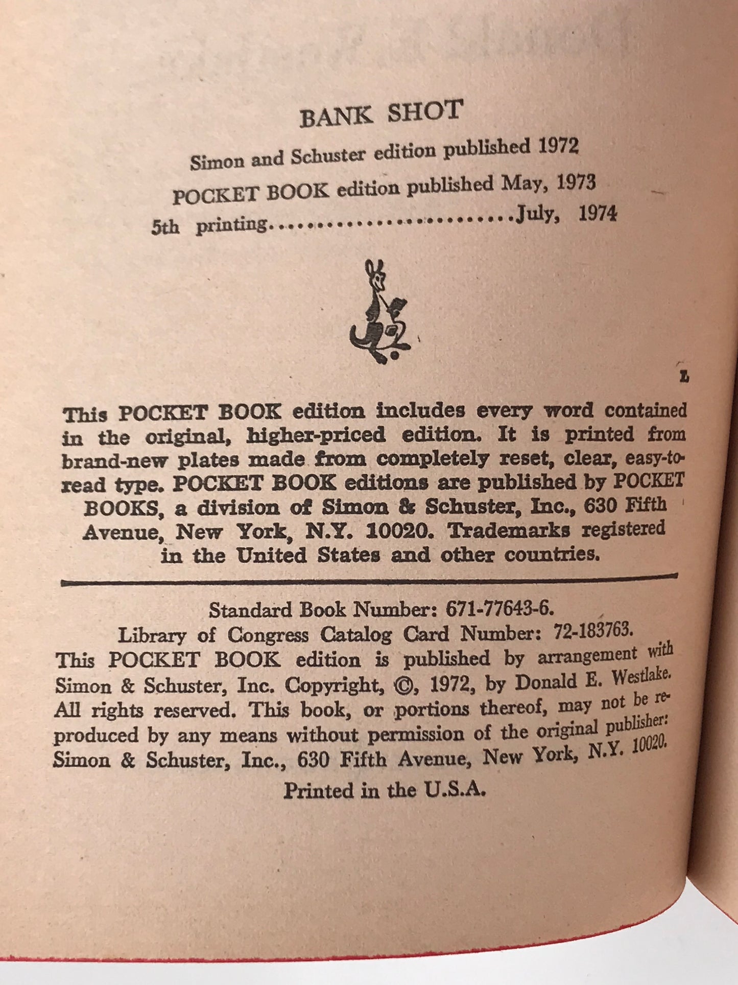 Bank Shot POCKET Paperback Donald E. Westlake H03