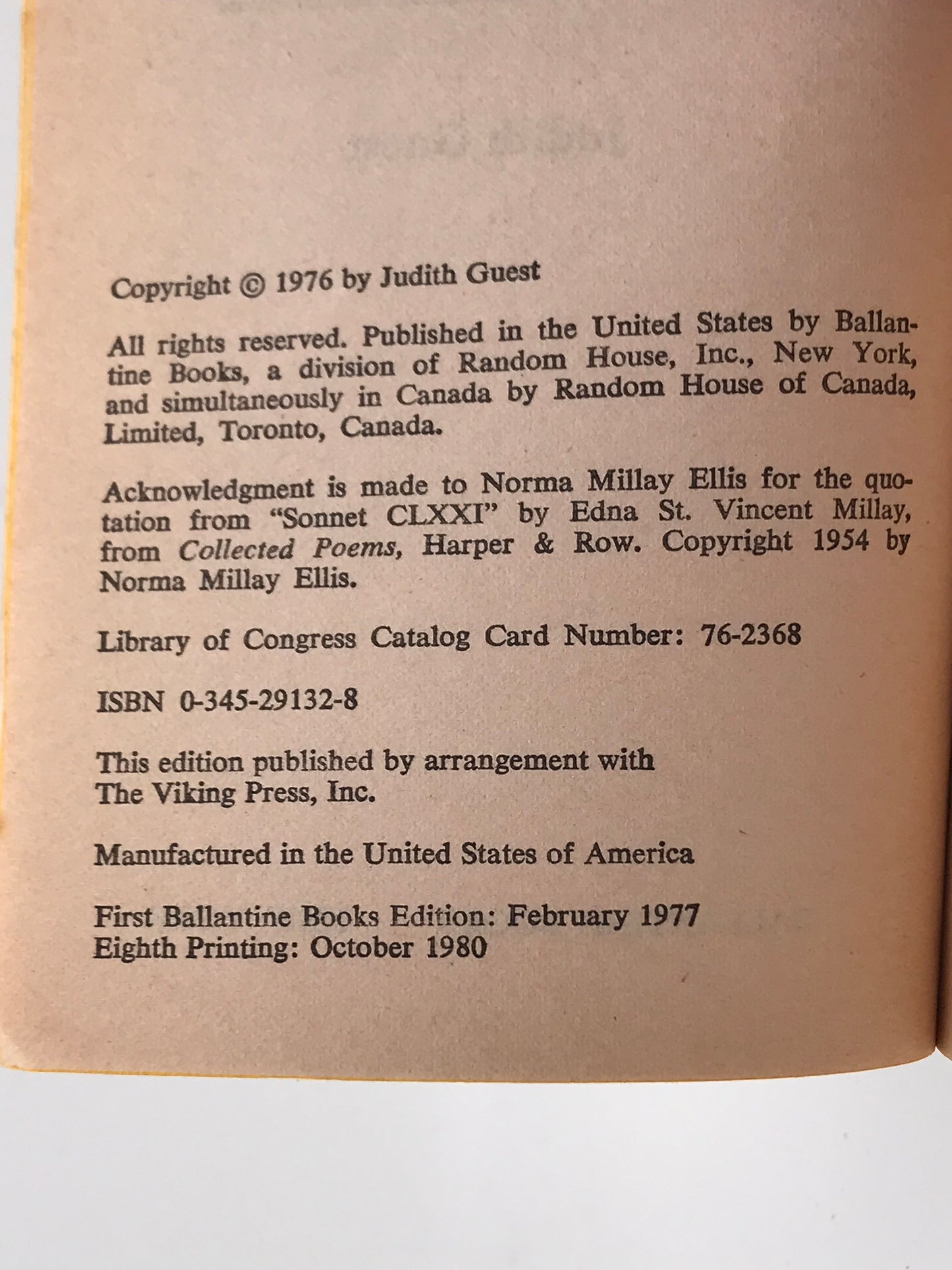 Ordinary People BALLANTINE Paperback Judith Guest H03