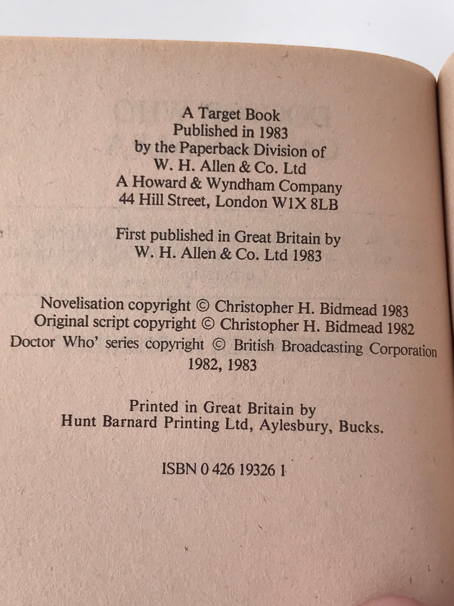 Doctor Who: Castrovalva TARGET Paperback Christopher H. Bidmead H03