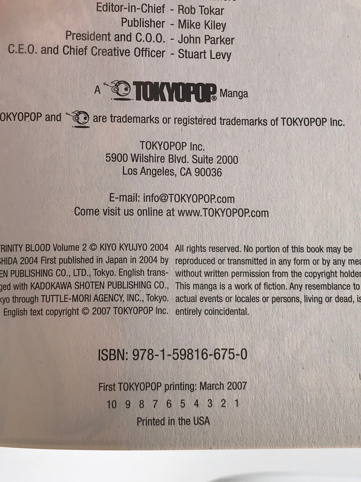 Trinity Blood Vol. 2 TOKYOPOP Manga Paperback English Yoshida M01