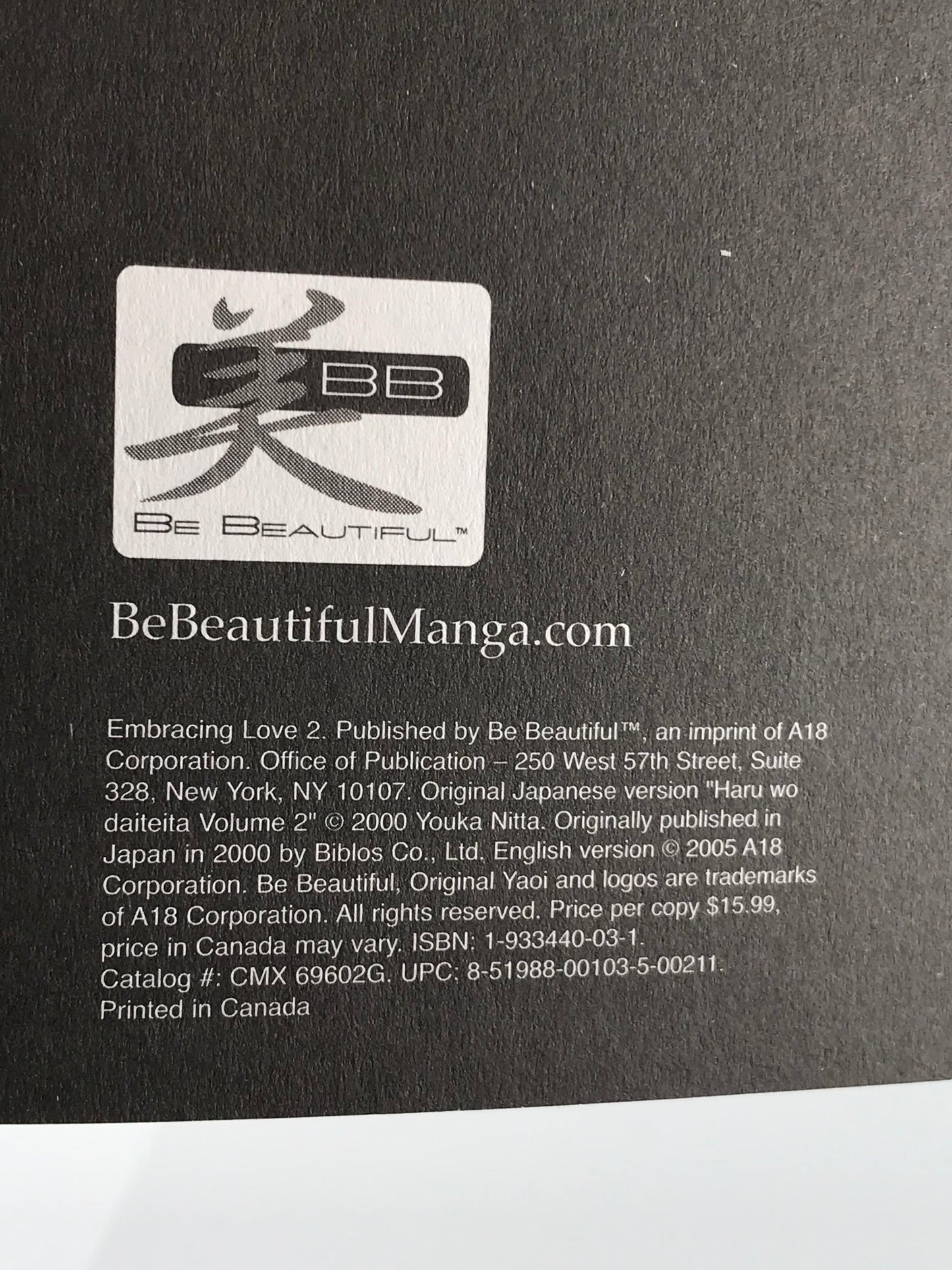Embracing Love Vol. 2 BE BEAUTIFUL Manga Paperback English Nitta M01