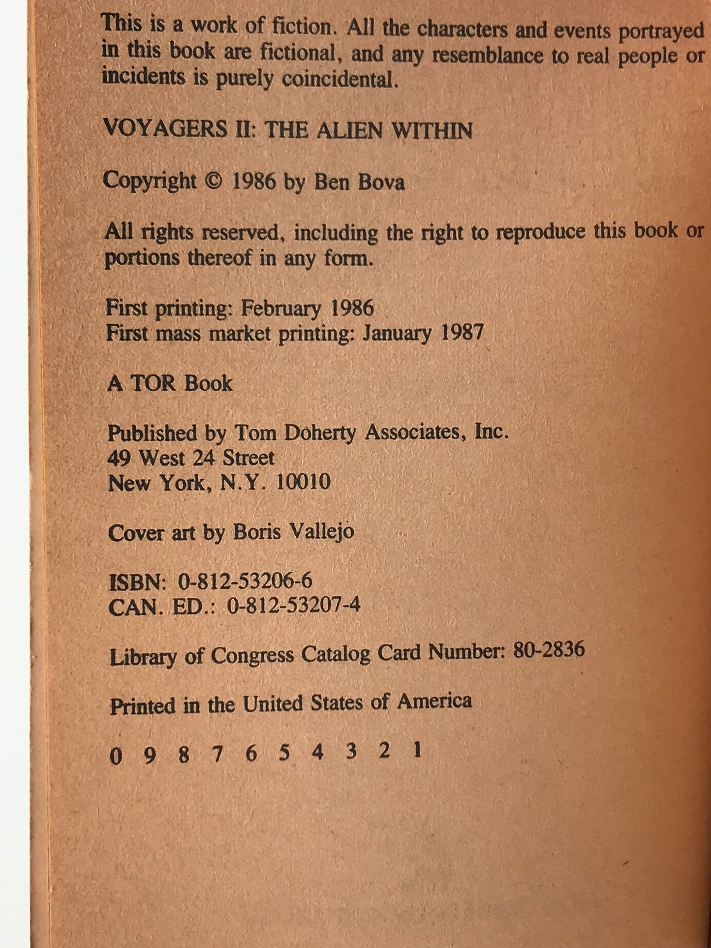 Voyagers II: The Alien Within TOR Paperback Ben Bova SF05
