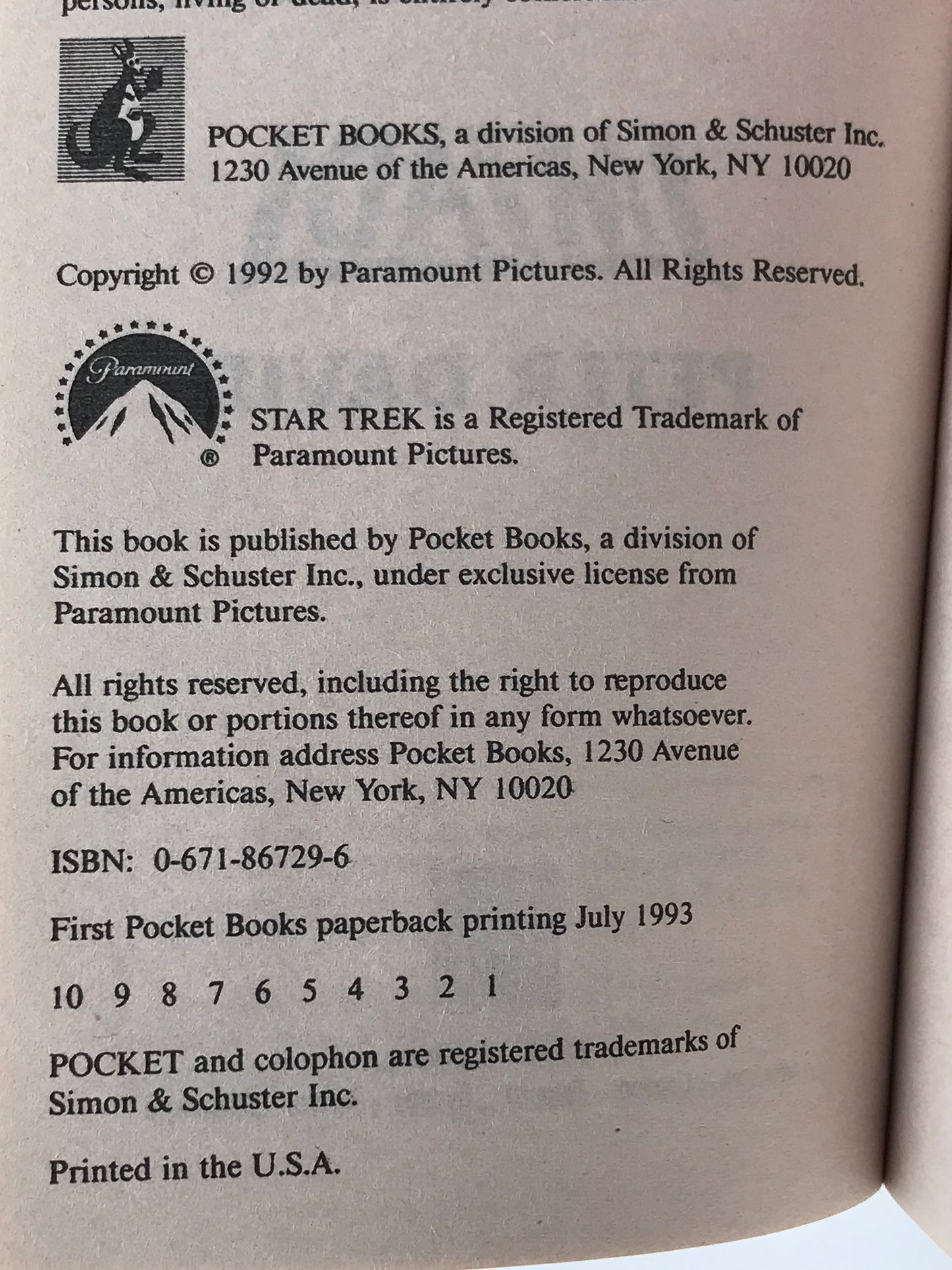 Star Trek Next Gen IMZADI POCKET Paperback Peter David ST1