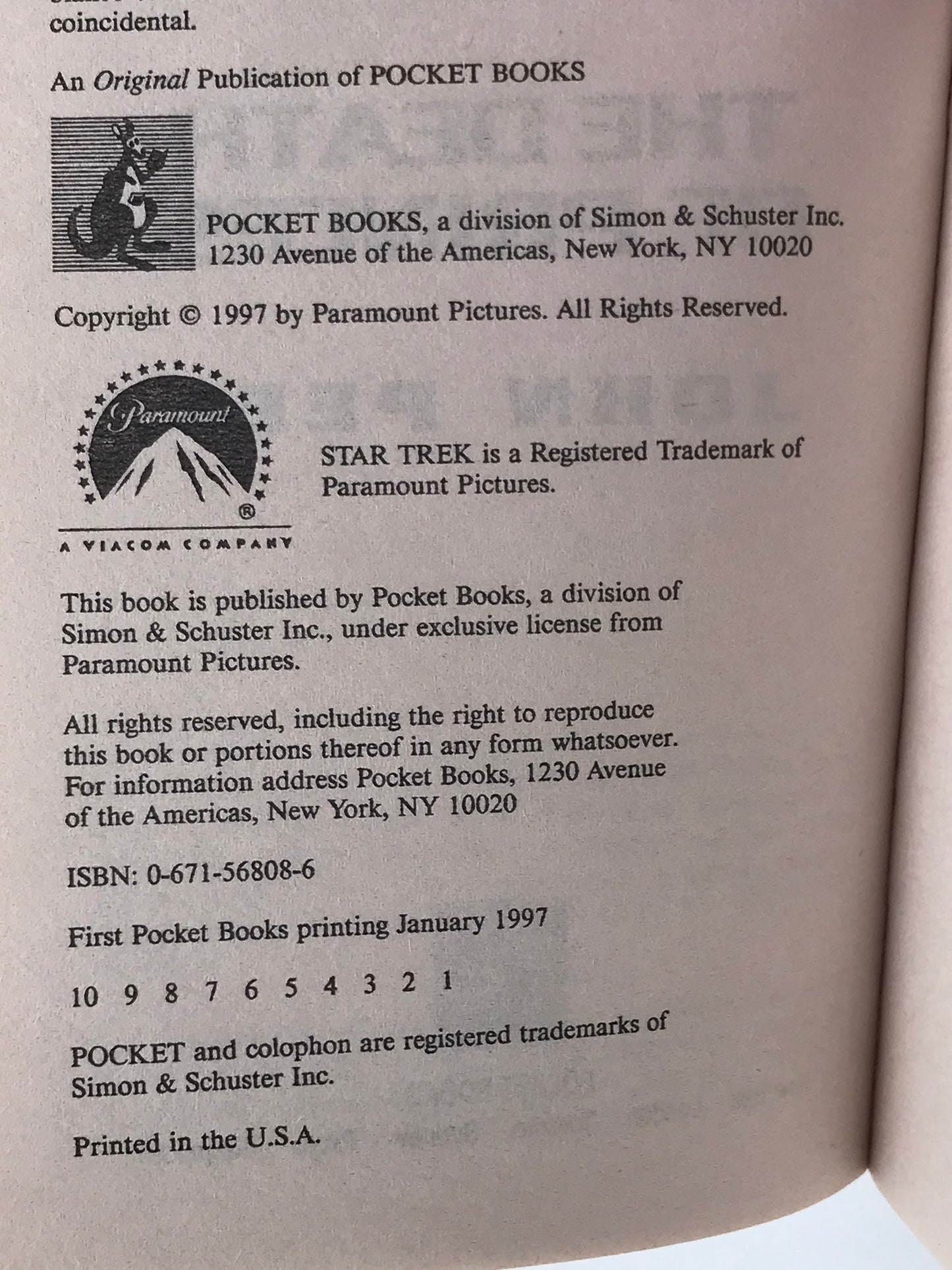 Star Trek Next Gen Death Of Princes POCKET Paperback John Peel ST1