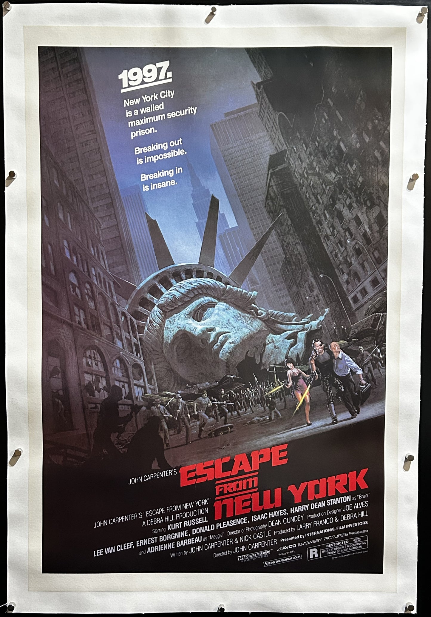 Escape From New York Original Linenbacked One Sheet Poster 1981