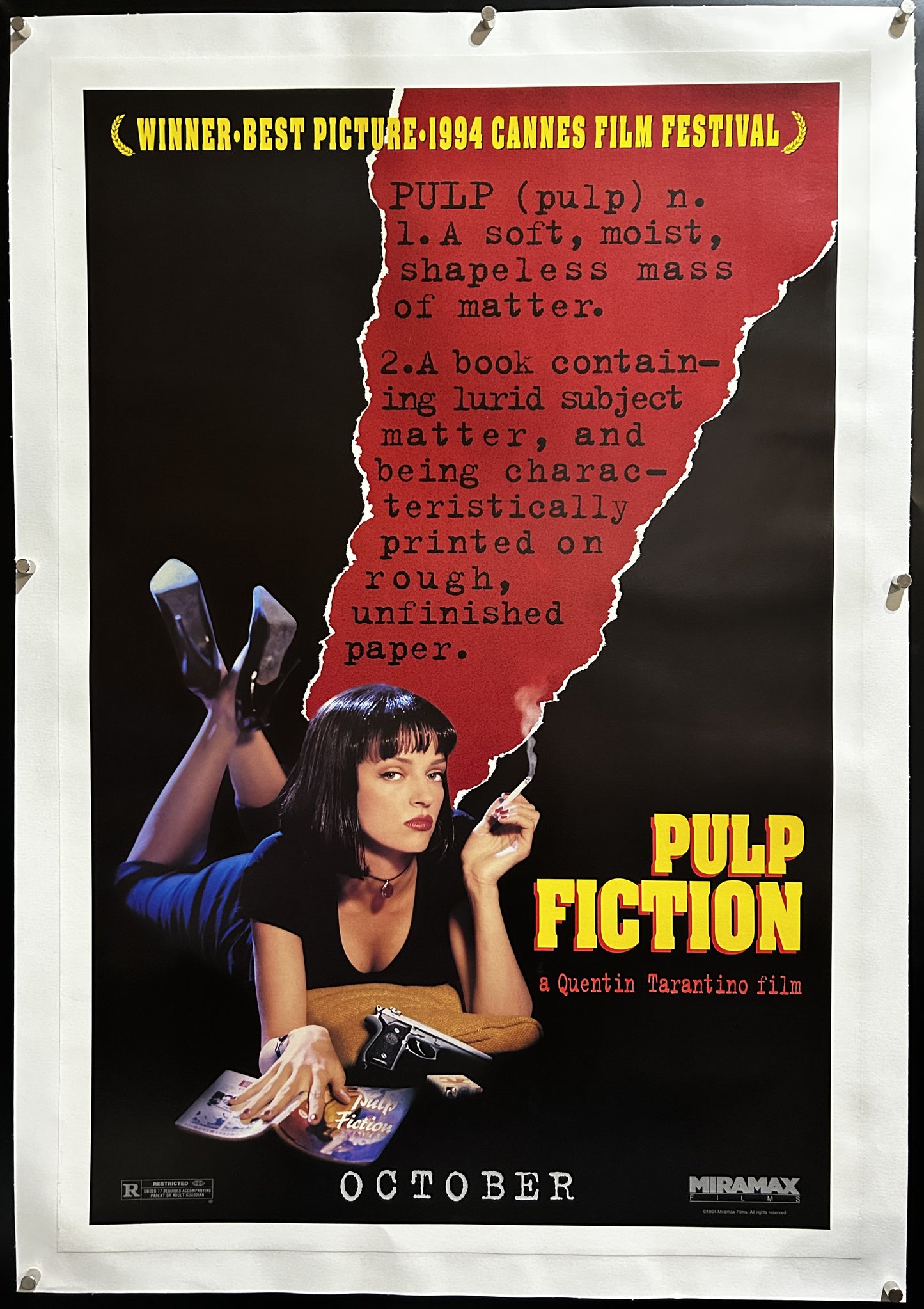 Pulp Fiction Original Linenbacked One Sheet Teaser Poster 1994