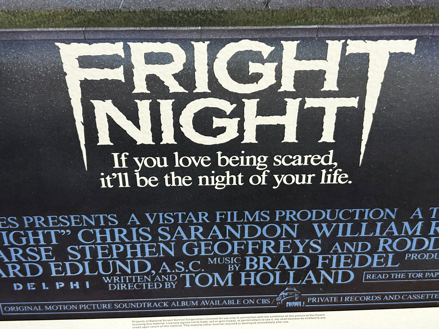 Fright Night Original Linenbacked One Sheet Poster 1985