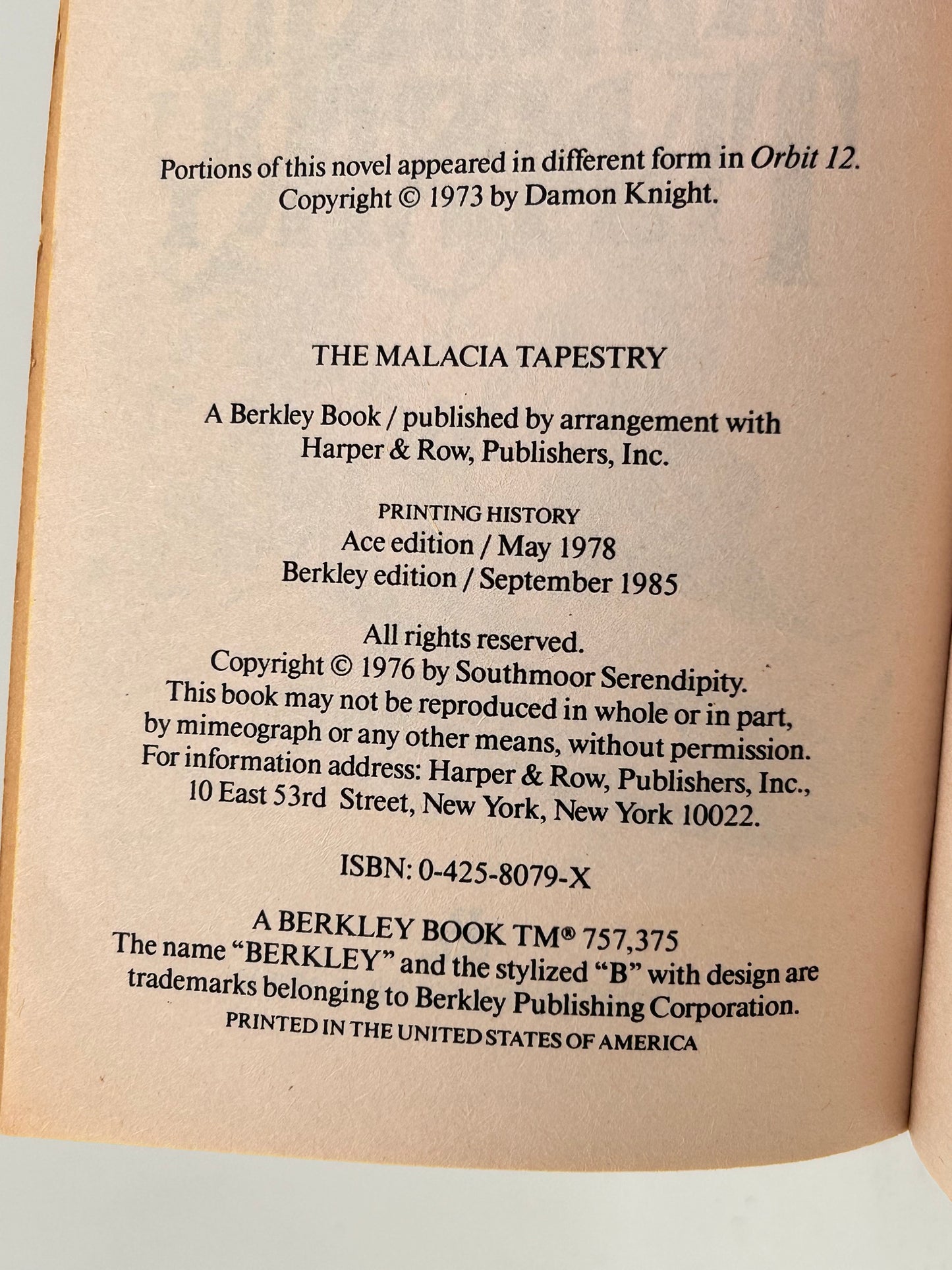 Malacia Tapestry POCKET Paperback Brian W. Aldiss SF04