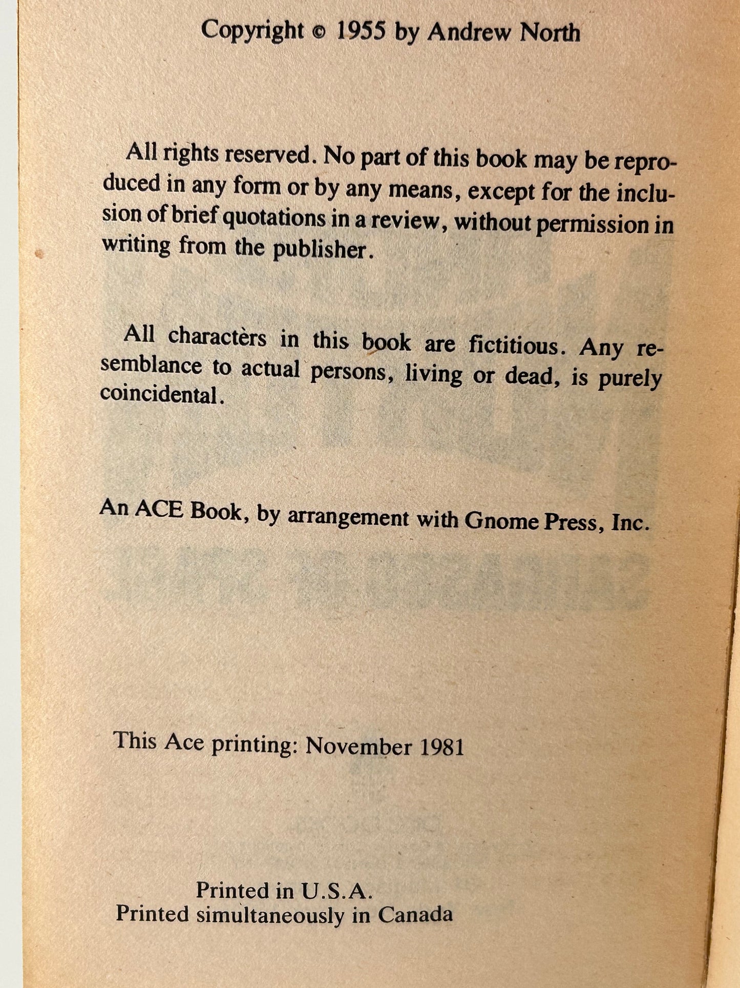 Sargasso Of Space ACE Paperback Andre Norton SF04