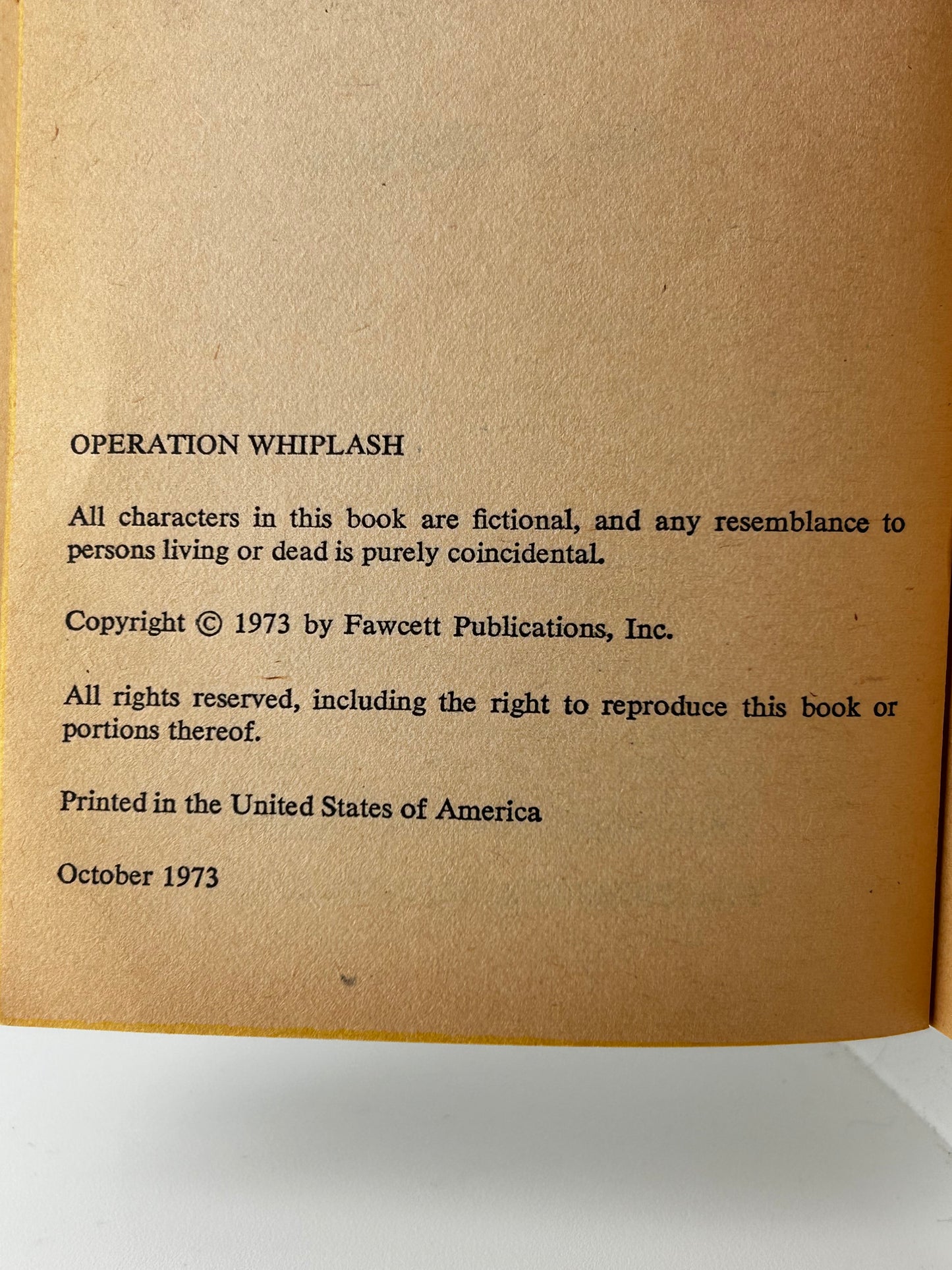 Operation Whiplash FAWCETT Paperback Dan J. Marlowe HS4