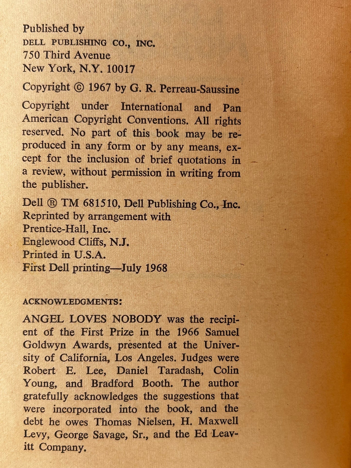 Angel Loves Nobody DELL Paperback Richard Miles HS4