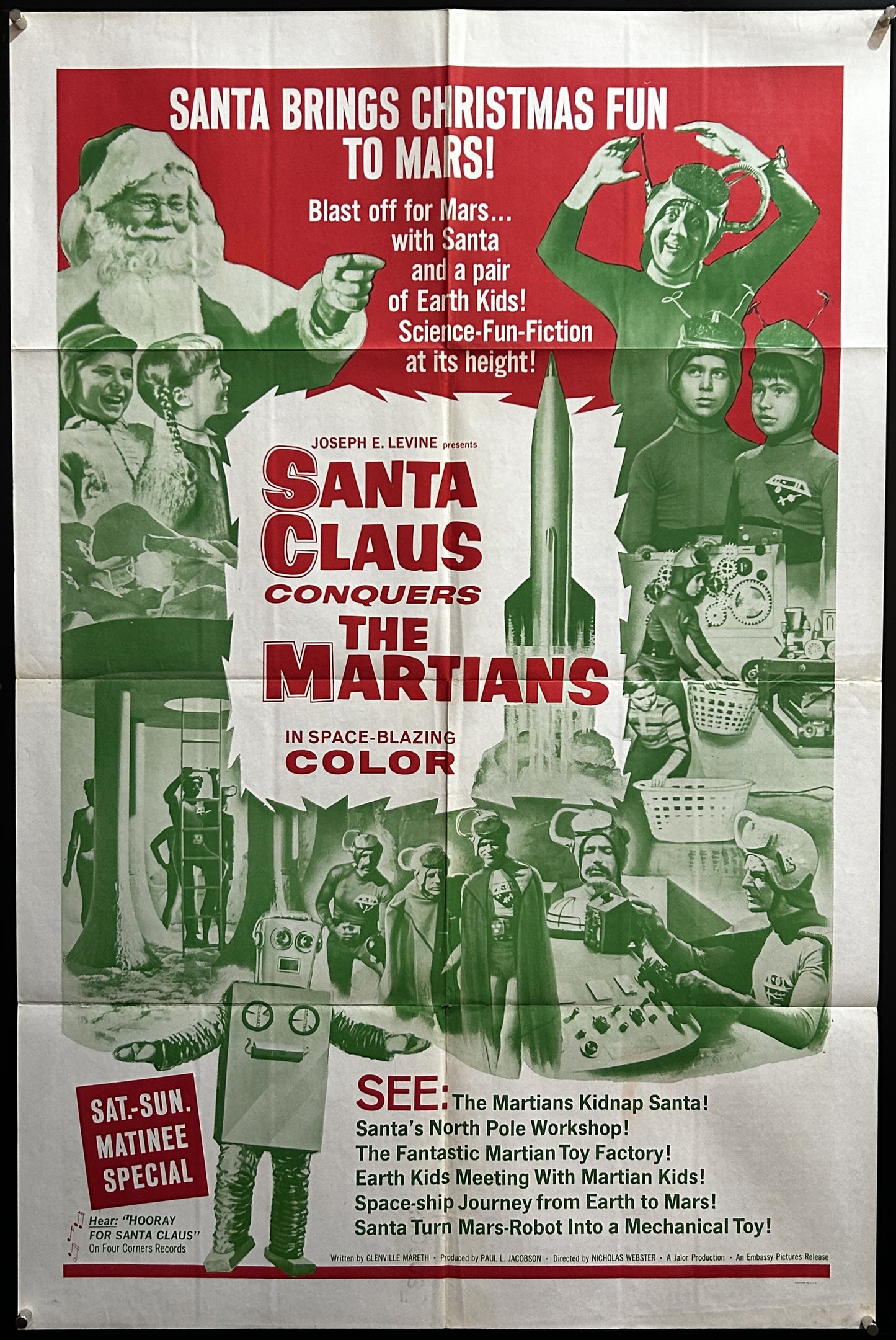 Santa Claus Conquers The Martians Original One Sheet Poster 1964