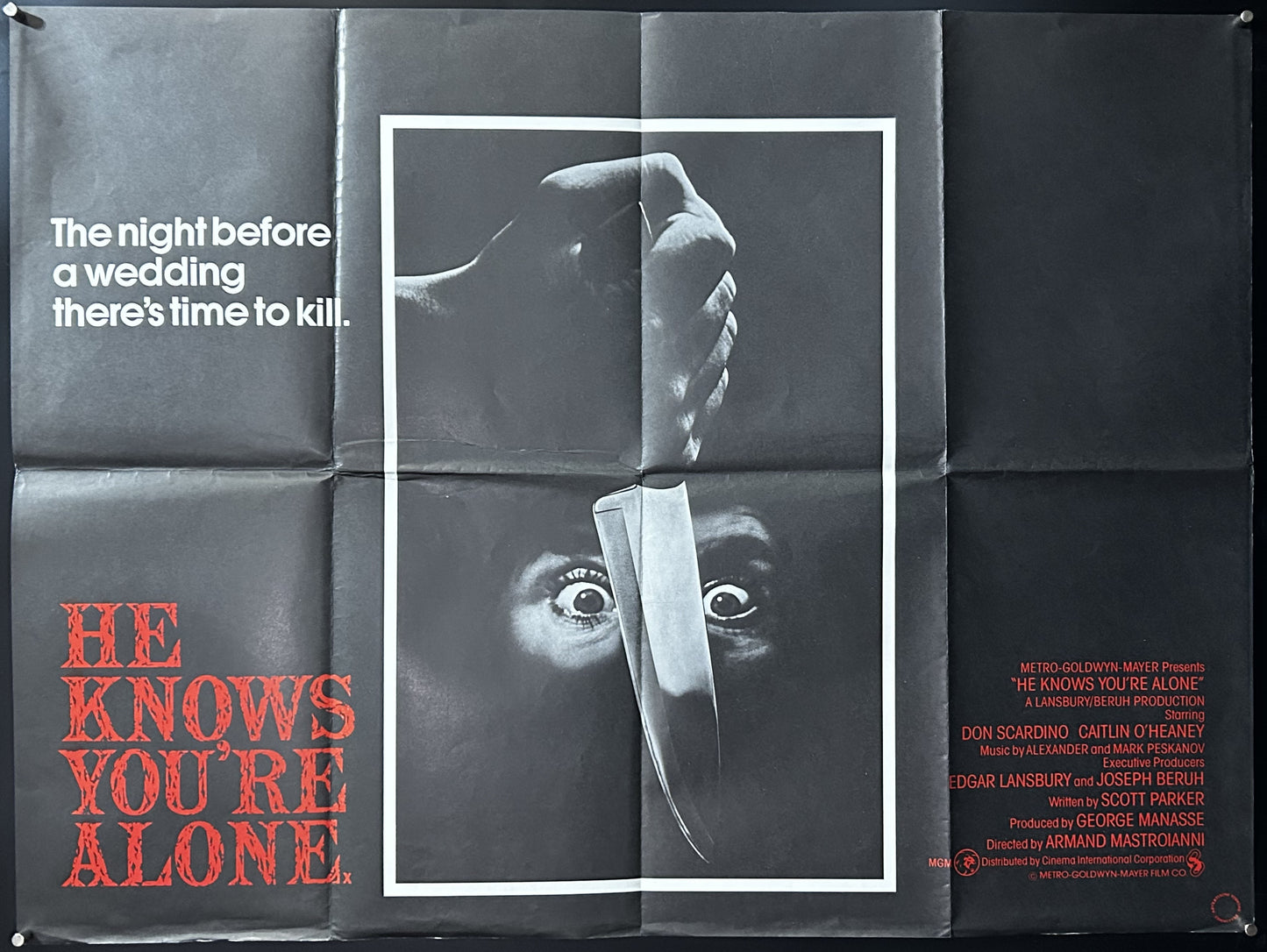 He Knows You're Alone Original British Quad Poster 1980