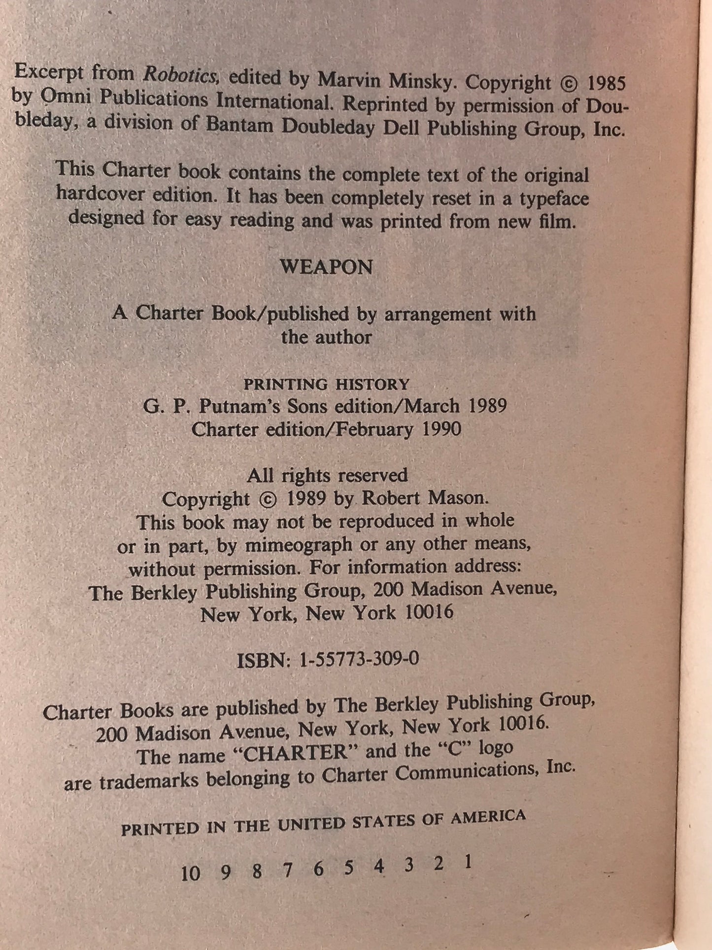 Weapon CHARTER Paperback Robert Mason HSF