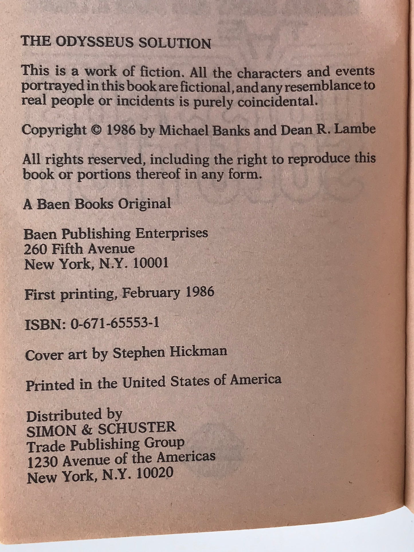 Odysseus Solution BAEN Paperback Michael Banks/Dean R. Lambe HSF