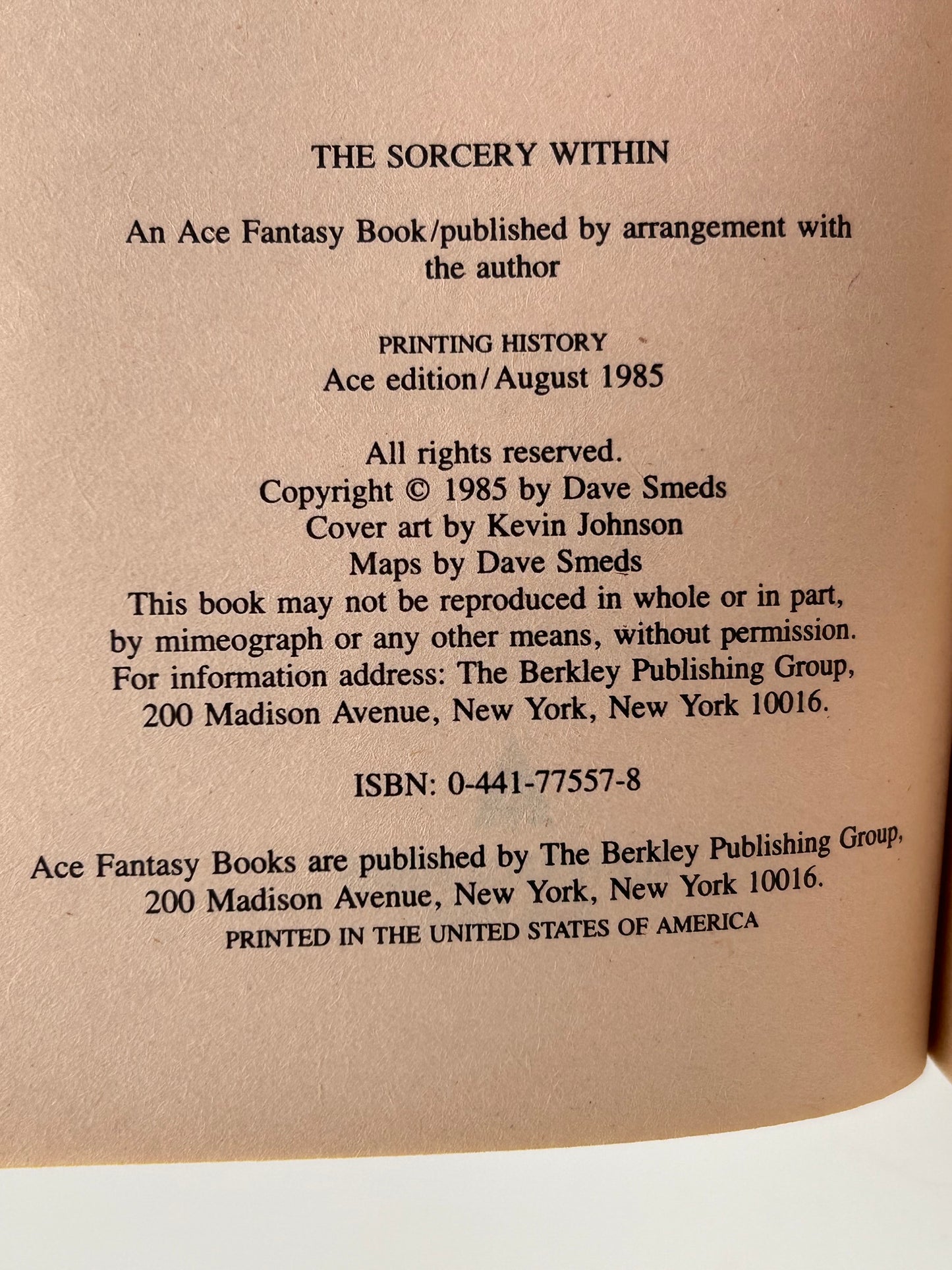 Sorcery Within ACE Paperback Dave Smeds FW1