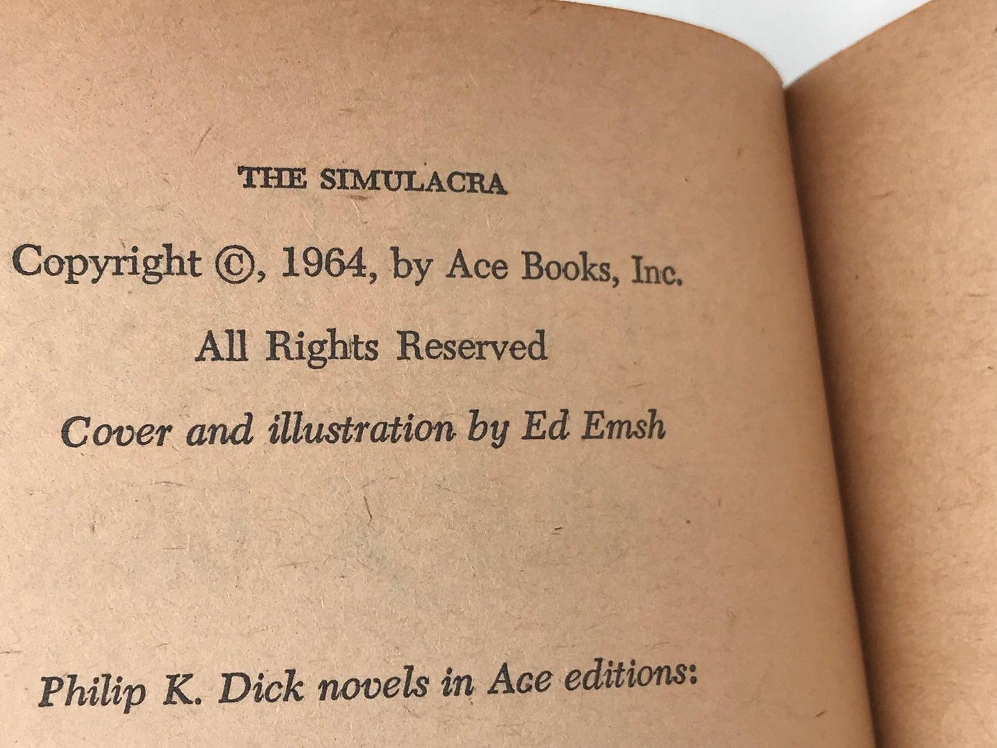 Simulacra ACE Paperback Philip K. Dick SF01