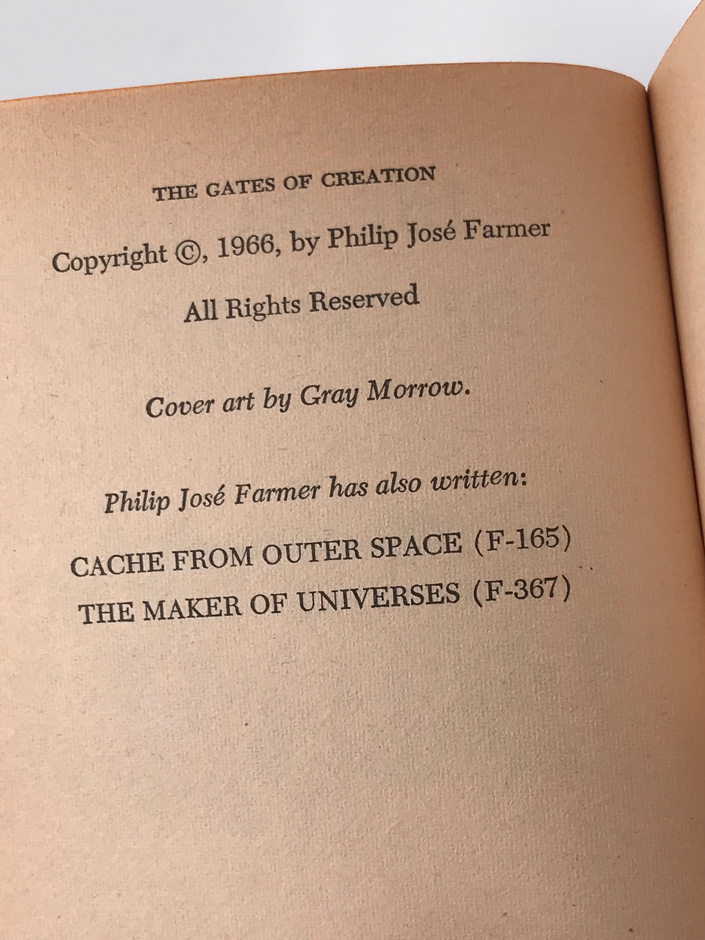 Gates of Creation ACE Paperback Philip Jose Farmer SF01