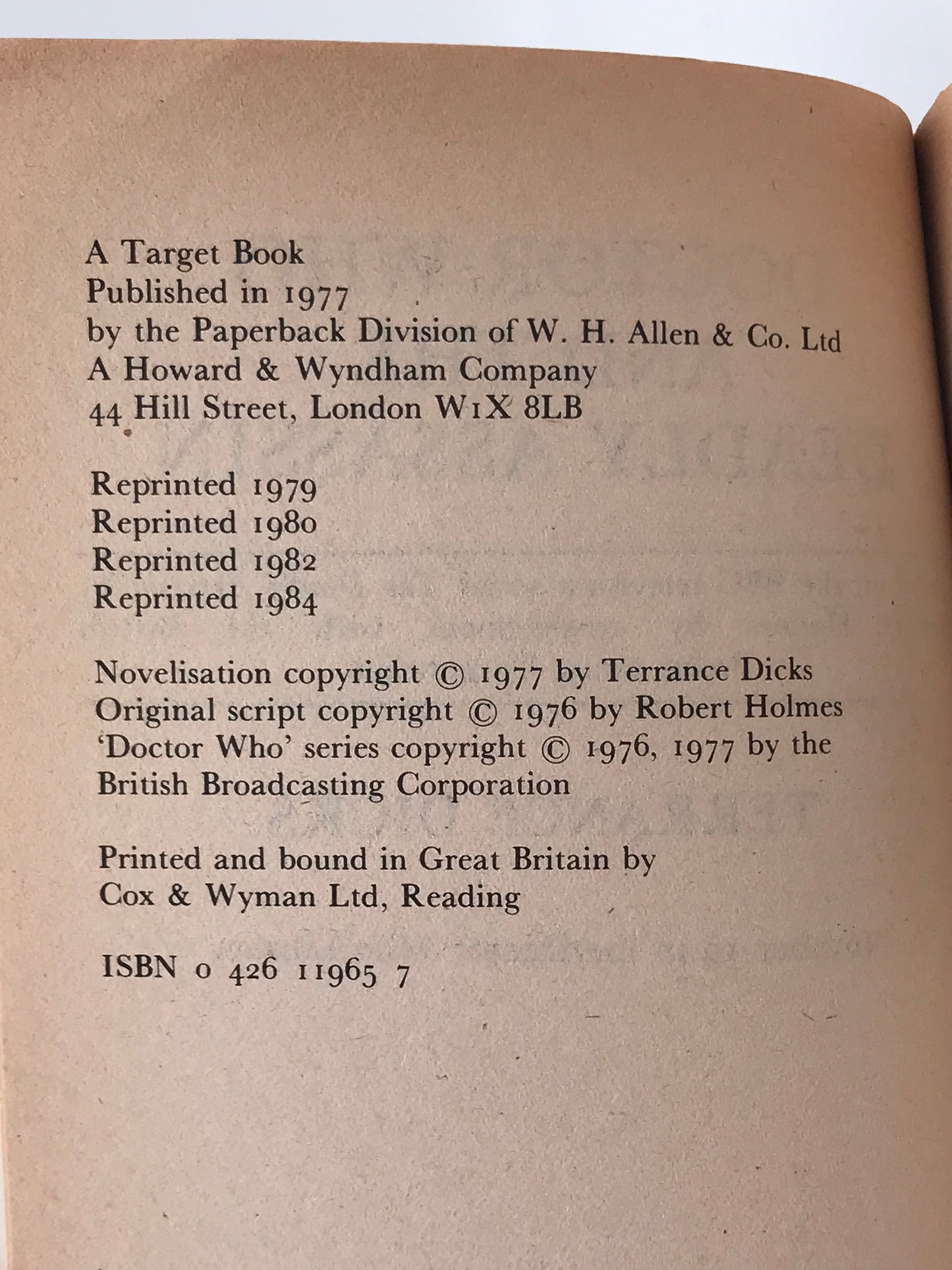 Doctor Who and the Deadly Assassin TARGET Paperback Terrance Dick SF01