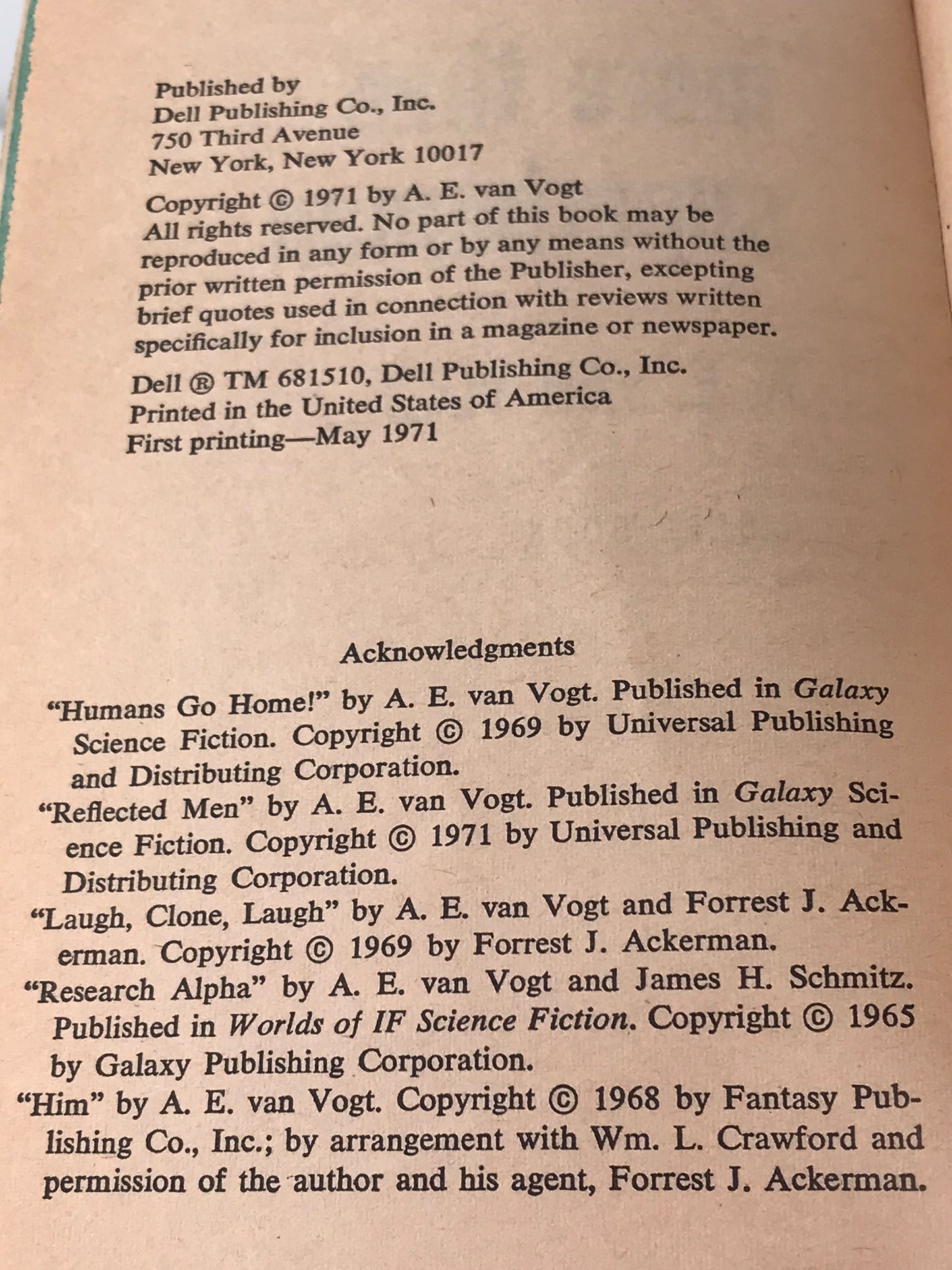 More Than Superhuman DELL Paperback A.E. Van Vogt SF01