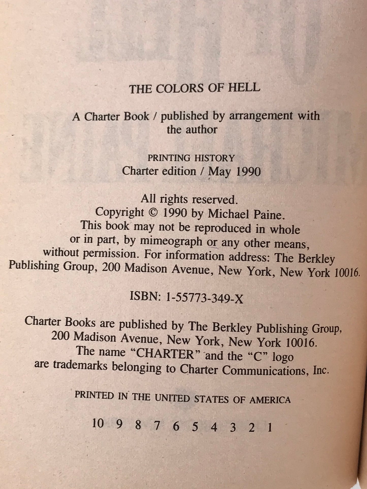 Colors of Hell CHARTER Paperback Michael Paine H01