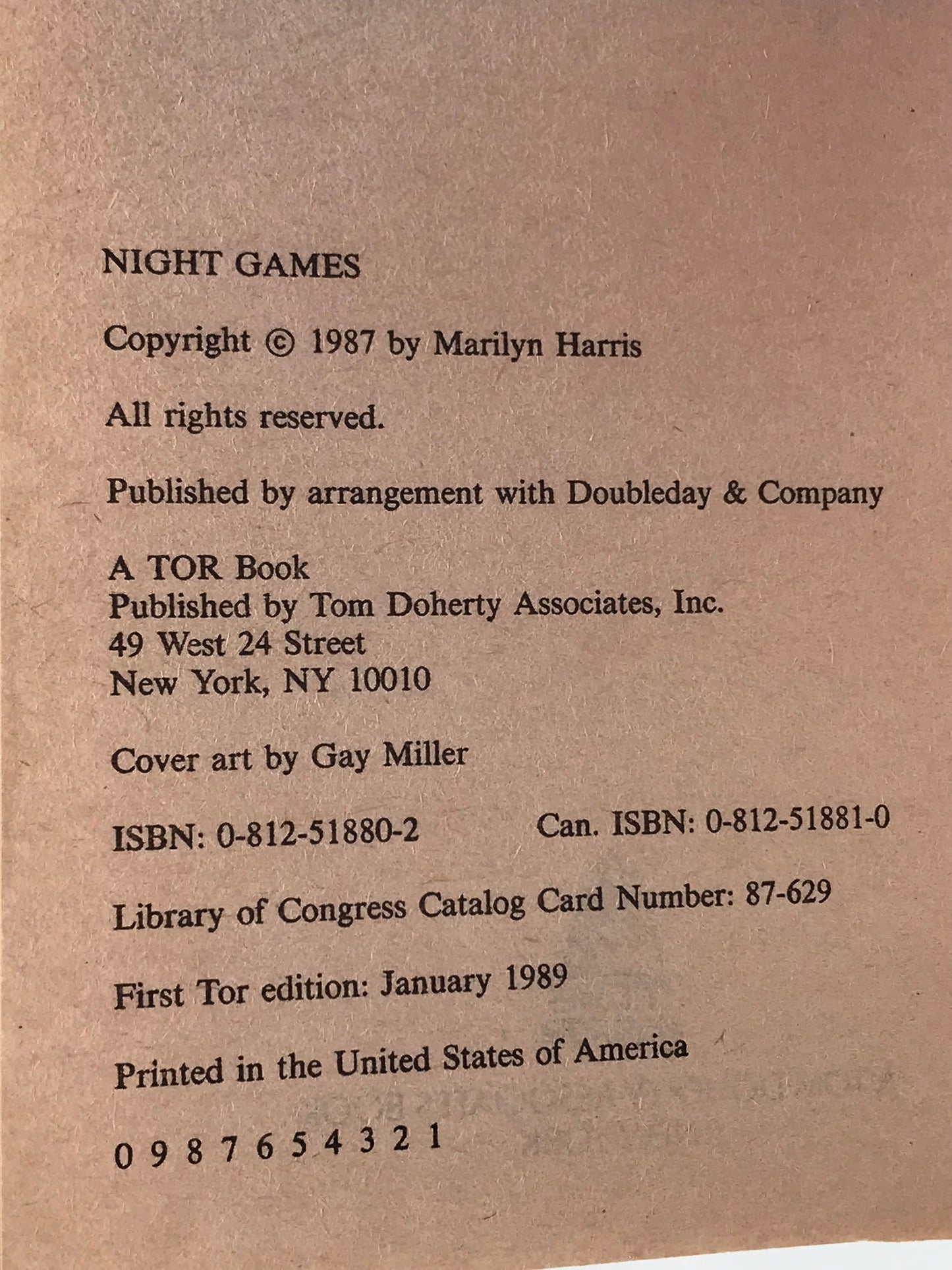 Night Games TOR Paperback Marilyn Harris H01