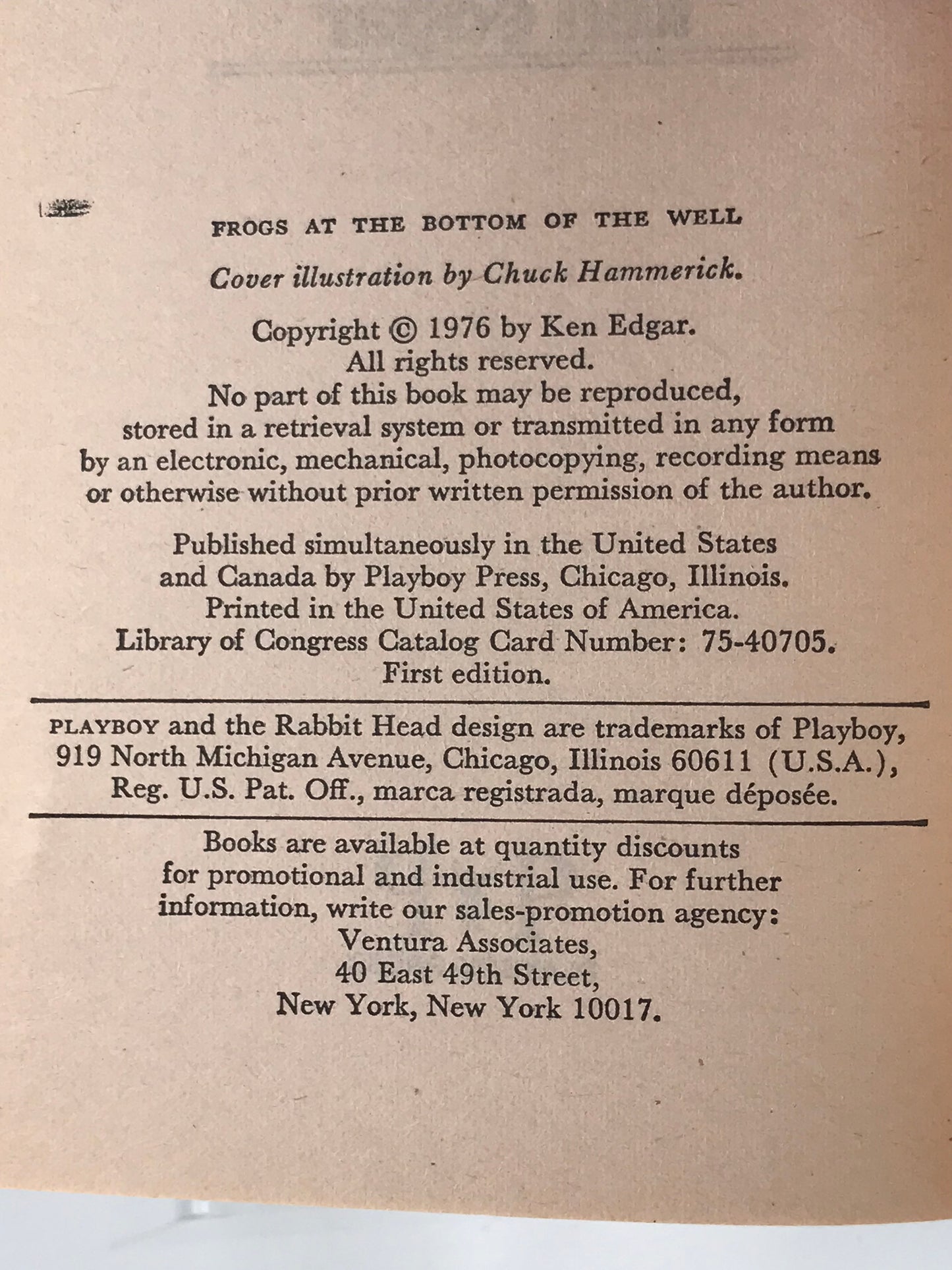 Frogs At The Bottom Of A Well PLAYBOY Paperback Ken Edgar CW01