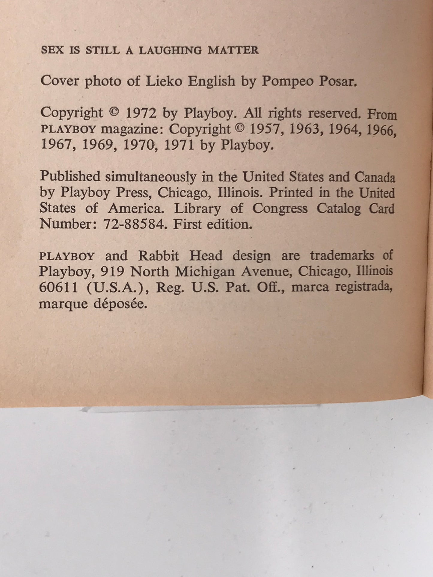 Playboy's Sex Is Still A Laughing Matter PLAYBOY Paperback 1972 A01