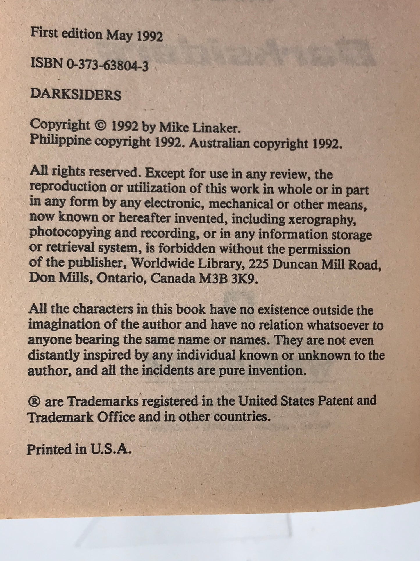 Cade #1 Darksiders GOLD EAGLE Paperback Mike Linaker SF02