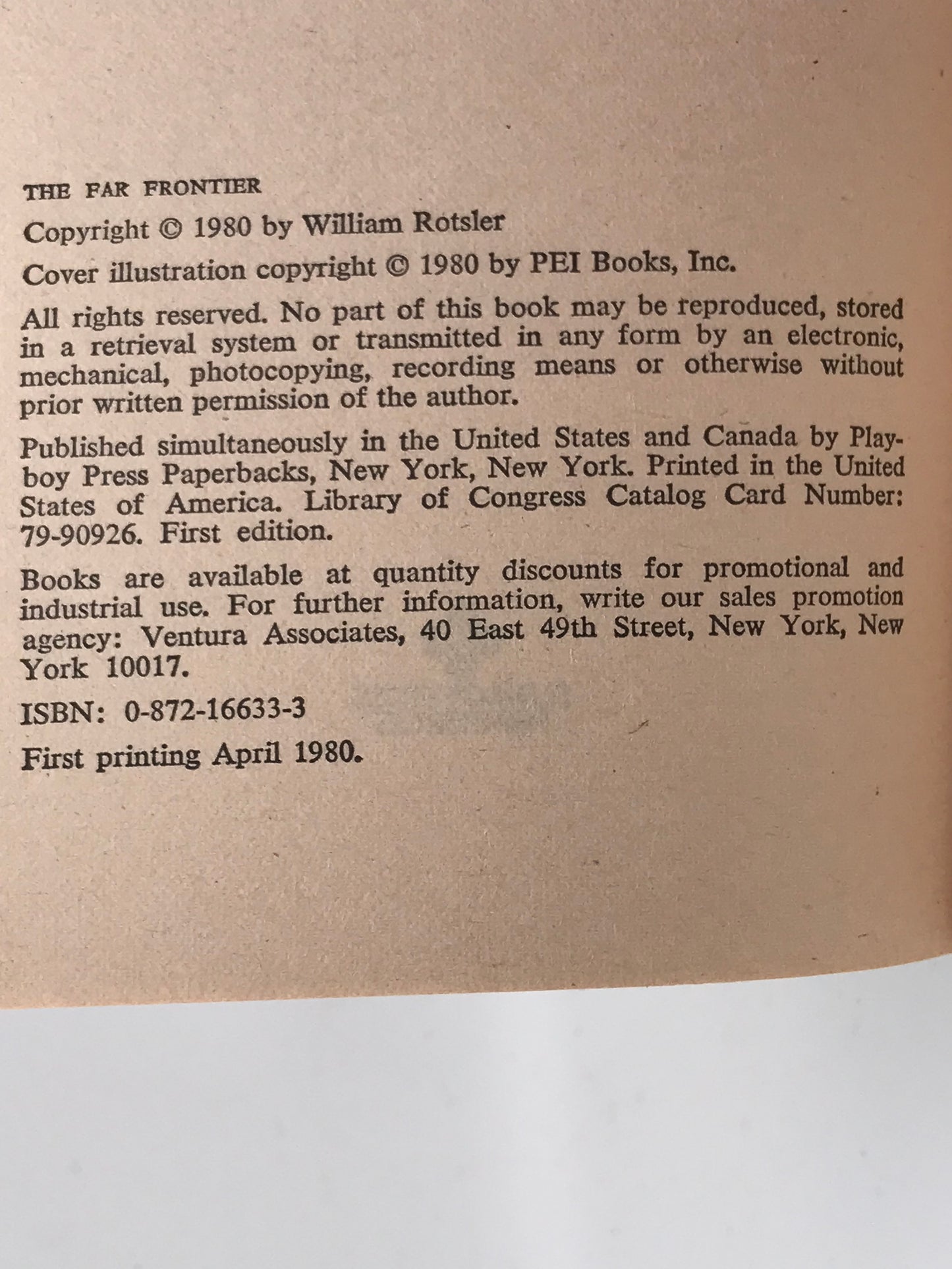 Far Frontier PLAYBOY PRESS Paperback William Rotsler SF02