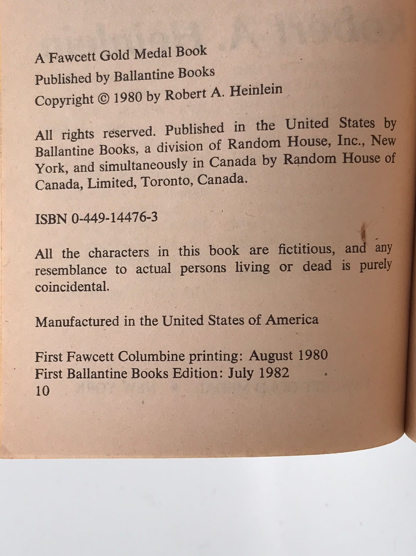 Number Of The Beast FAWCETT/BALLANTINE Paperback Robert A. Heinlein SF02